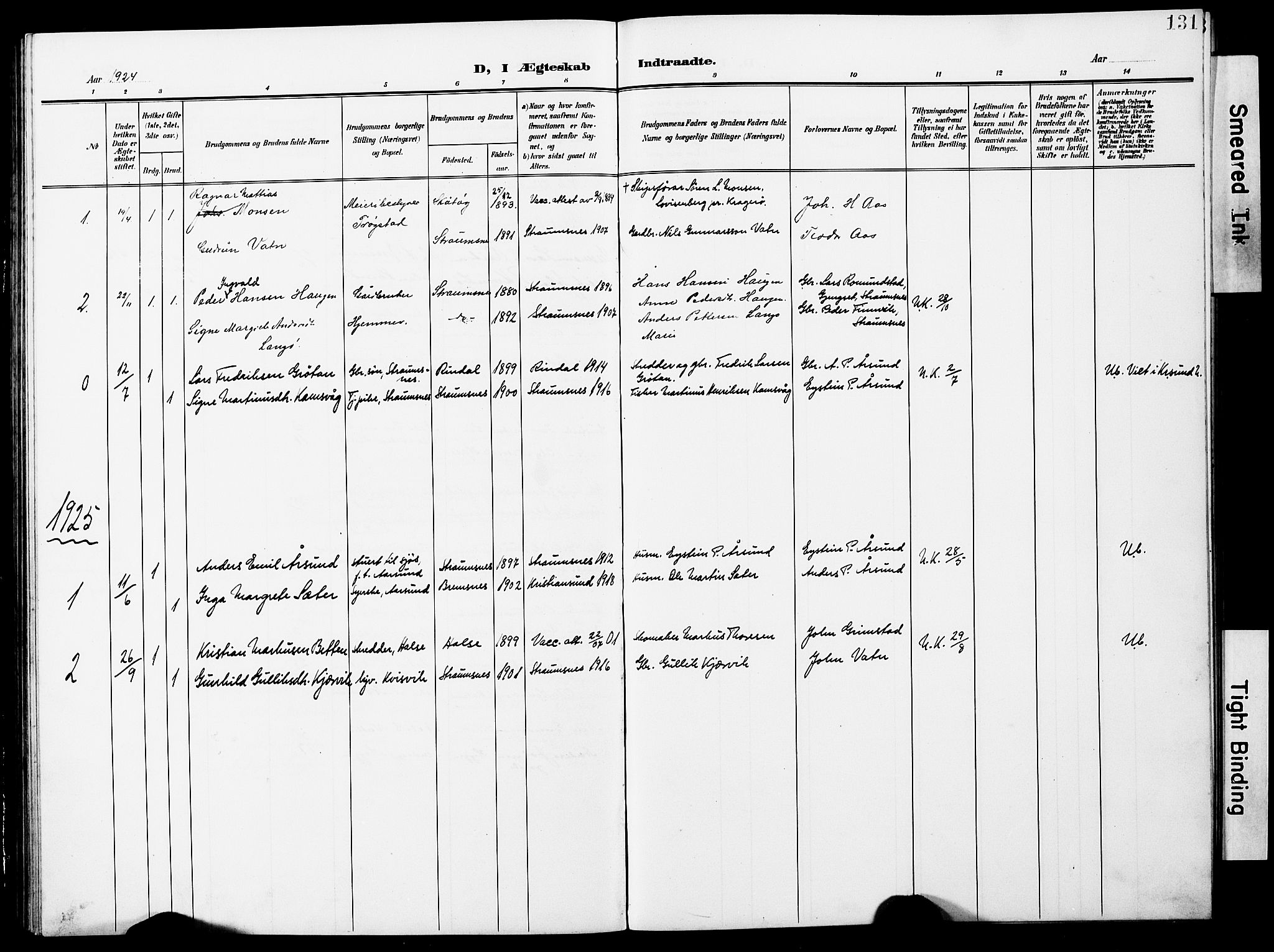 Ministerialprotokoller, klokkerbøker og fødselsregistre - Møre og Romsdal, AV/SAT-A-1454/587/L1001: Parish register (copy) no. 587C01, 1906-1927, p. 131