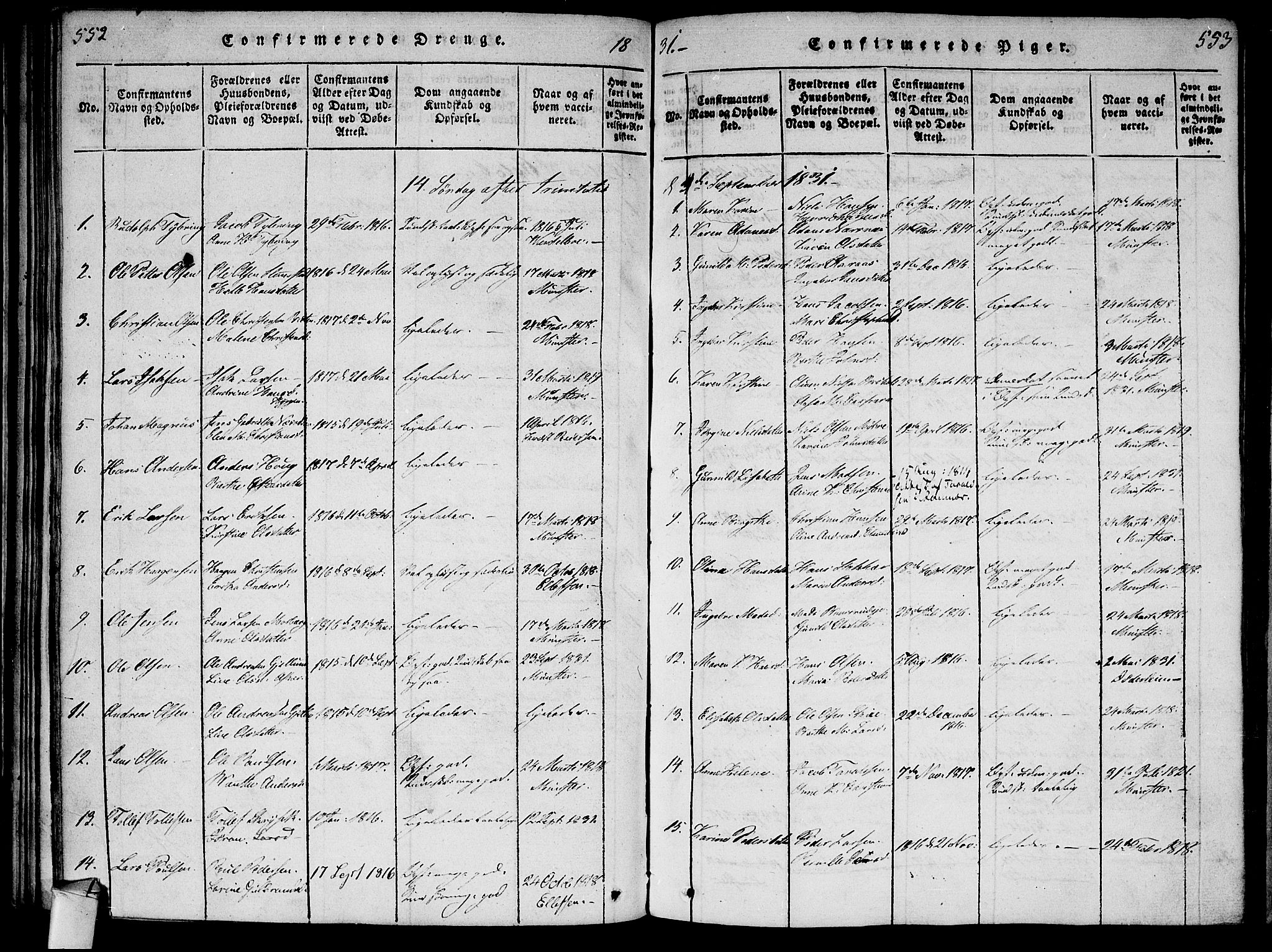 Røyken kirkebøker, AV/SAKO-A-241/F/Fa/L0004: Parish register (official) no. 4, 1814-1832, p. 552-553