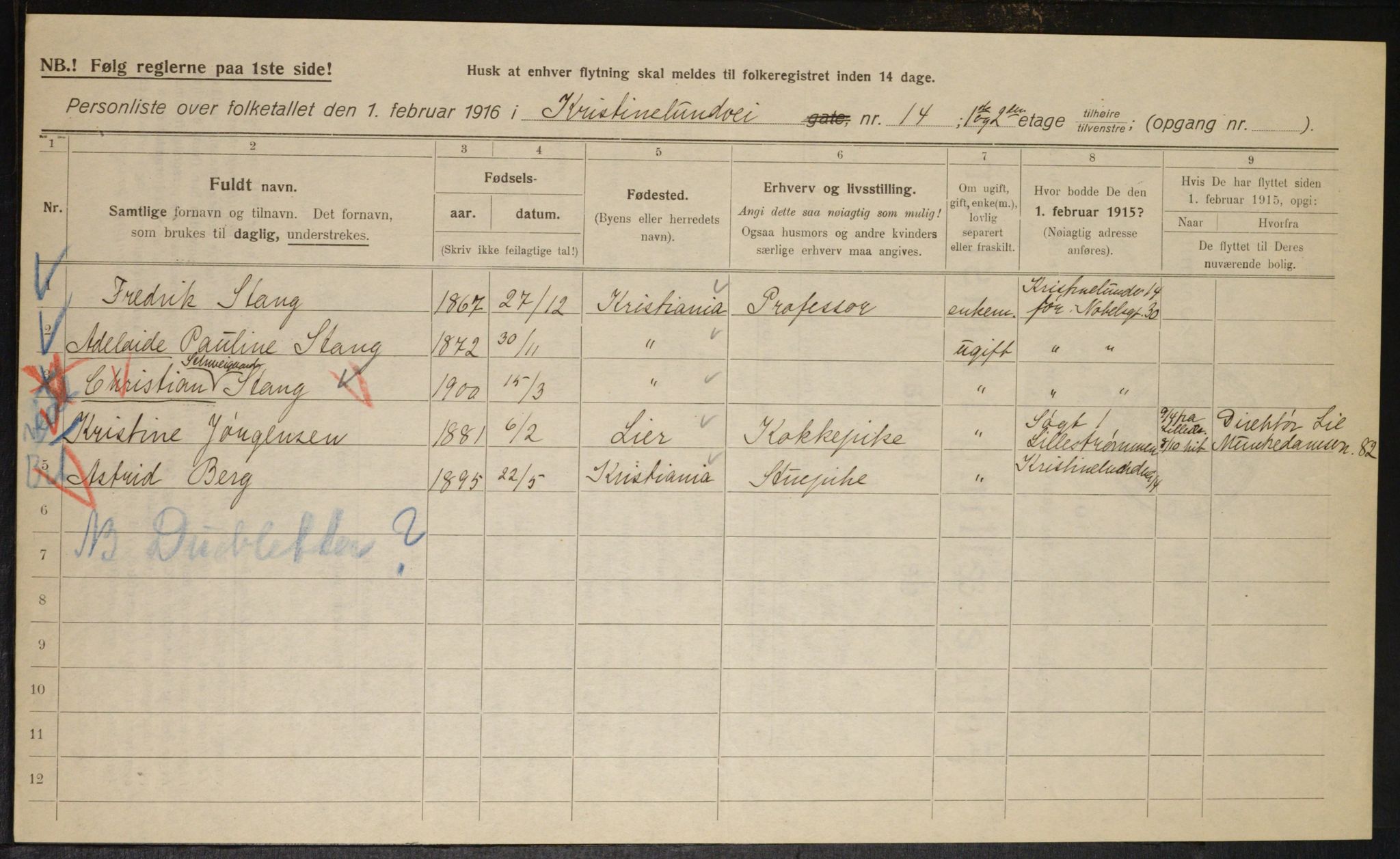 OBA, Municipal Census 1916 for Kristiania, 1916, p. 55660