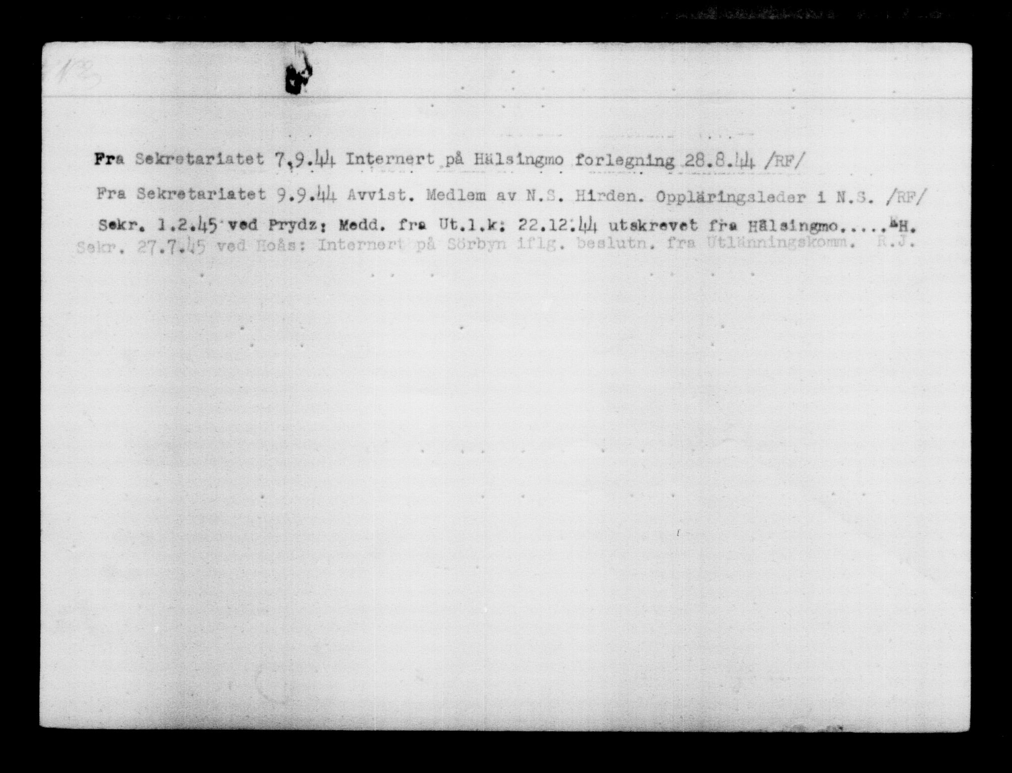 Utenriksstasjonene, Legasjonen i Stockholm, Flyktningkontoret, AV/RA-S-6753/V/Va/L0012: Kjesäterkartoteket, flyktninger med registreringsnr. 28300-31566, 1940-1945, p. 2305