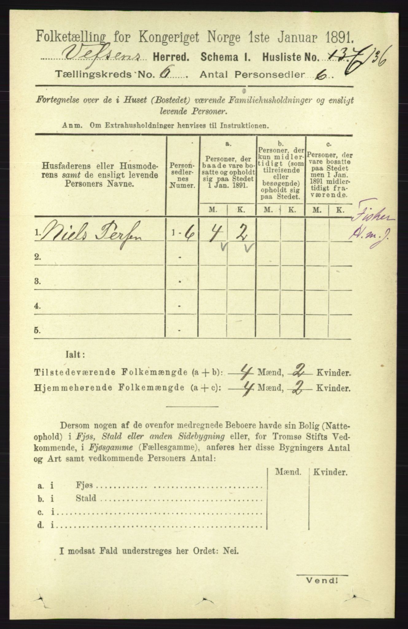 RA, 1891 census for 1824 Vefsn, 1891, p. 2801