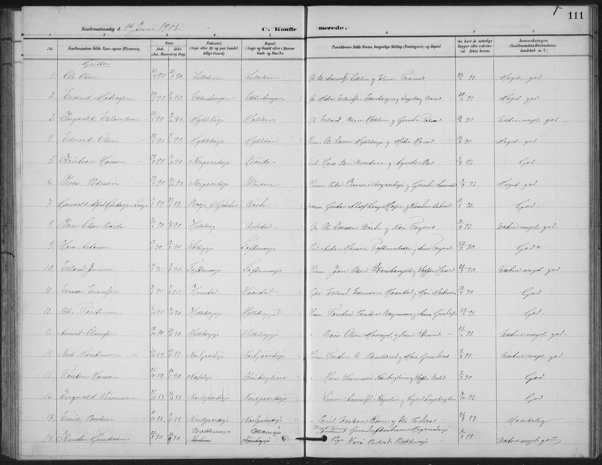 Vestre Gausdal prestekontor, AV/SAH-PREST-094/H/Ha/Hab/L0004: Parish register (copy) no. 4, 1898-1939, p. 111