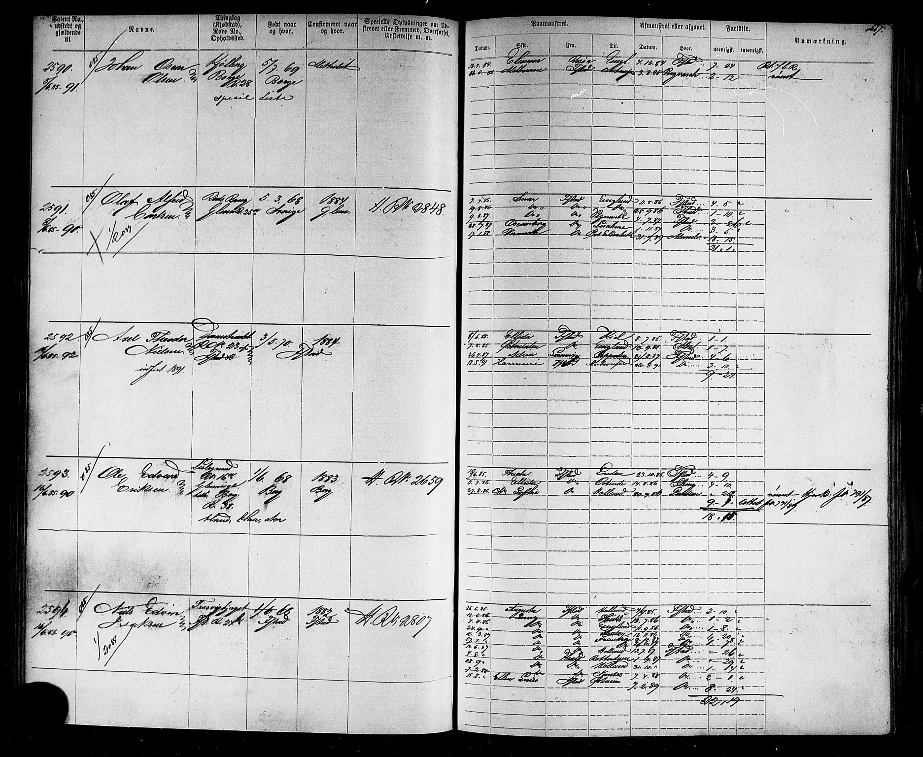 Fredrikstad mønstringskontor, AV/SAO-A-10569b/F/Fc/Fca/L0005: Annotasjonsrulle, 1884-1899, p. 234