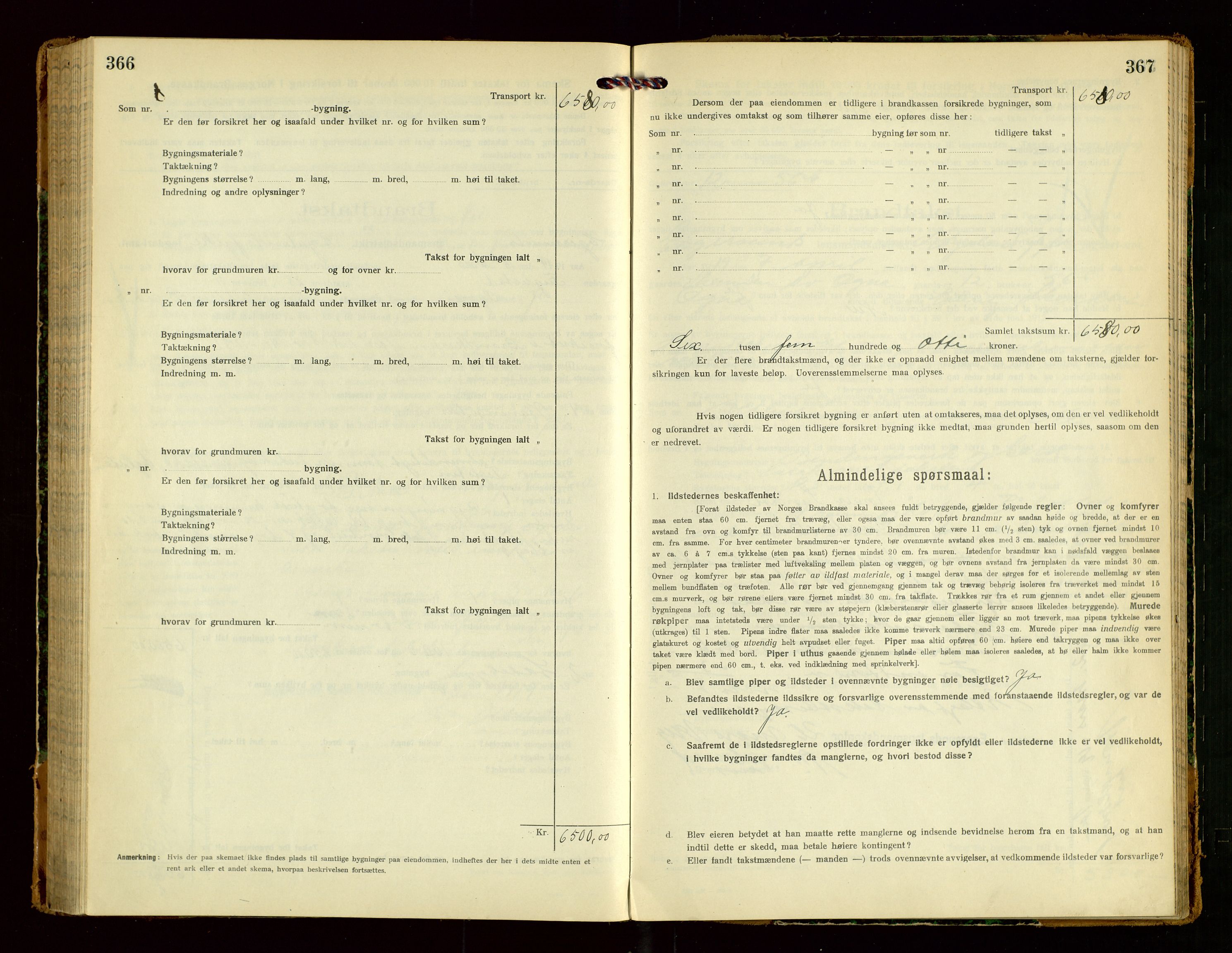 Eigersund lensmannskontor, AV/SAST-A-100171/Gob/L0003: "Brandtakstprotokol", 1917-1920, p. 366-367