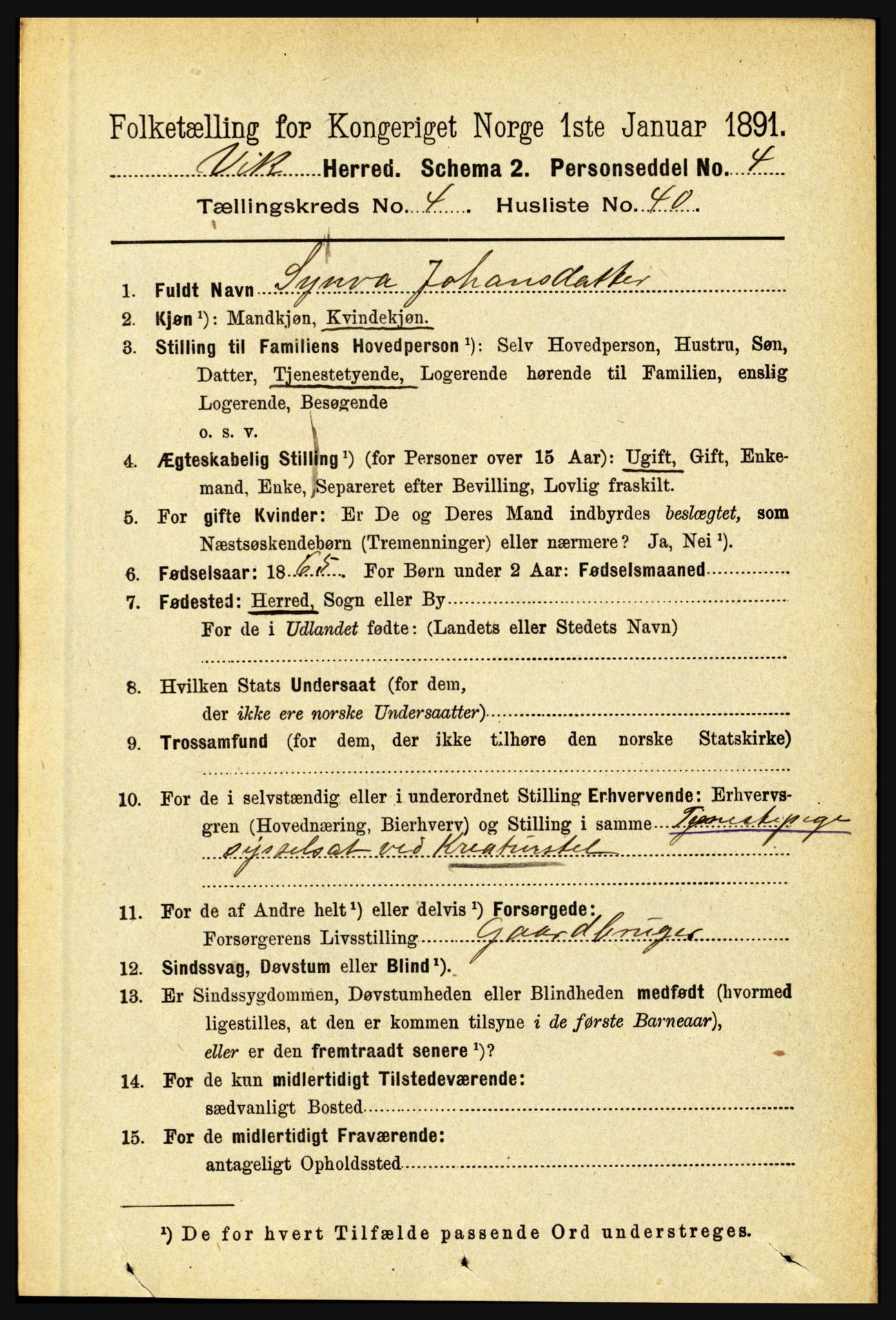 RA, 1891 census for 1417 Vik, 1891, p. 2021