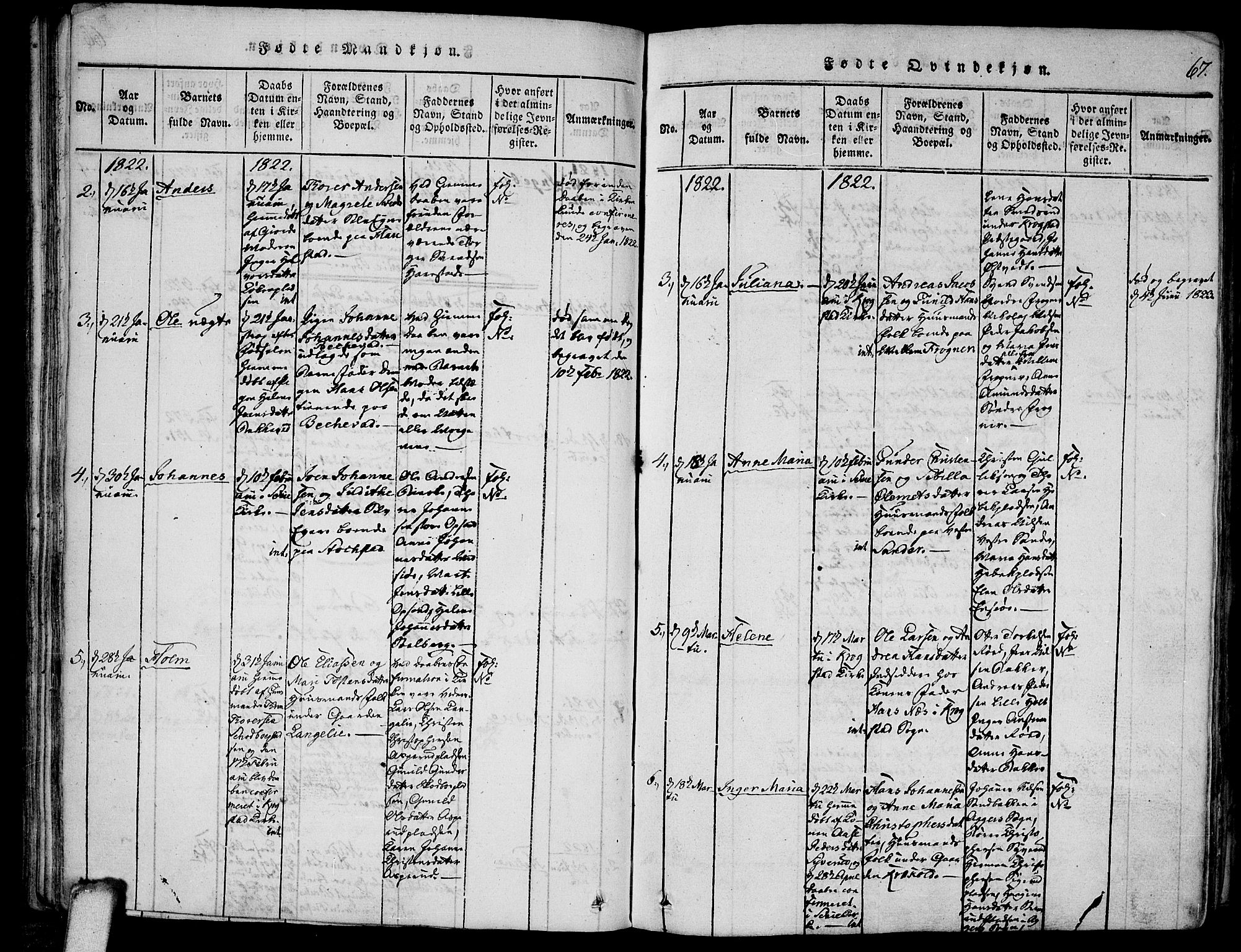 Kråkstad prestekontor Kirkebøker, SAO/A-10125a/F/Fa/L0003: Parish register (official) no. I 3, 1813-1824, p. 67