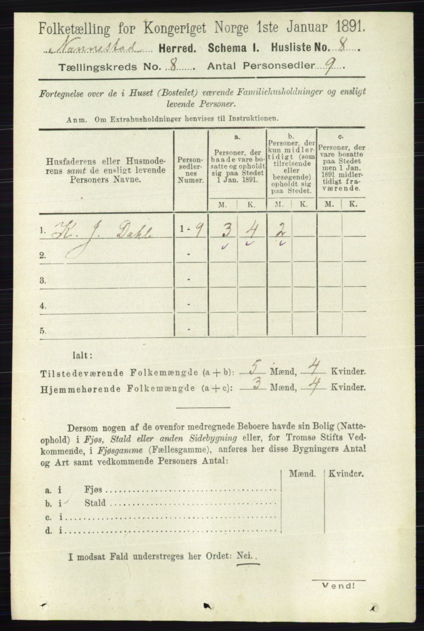 RA, 1891 census for 0238 Nannestad, 1891, p. 4339