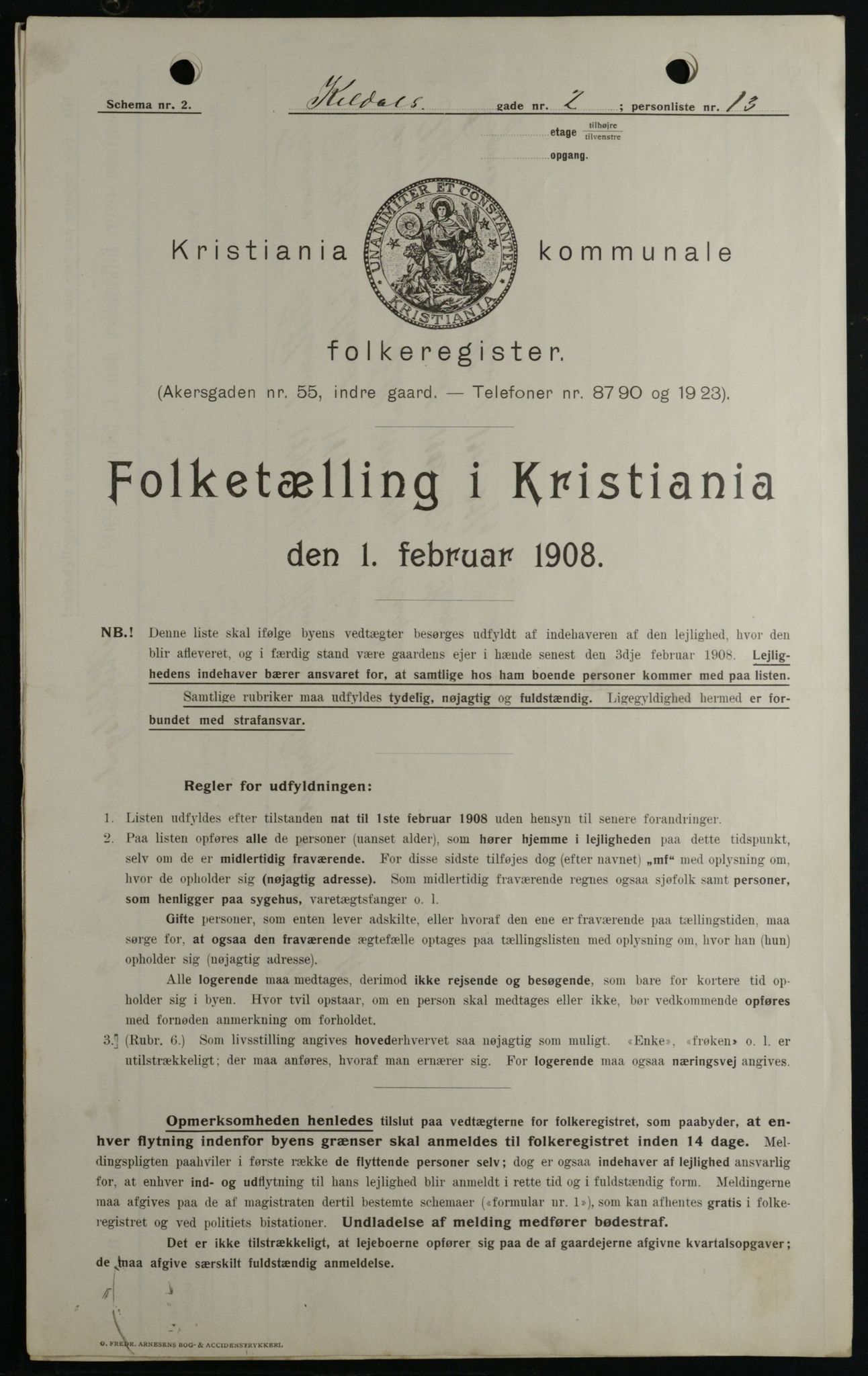 OBA, Municipal Census 1908 for Kristiania, 1908, p. 44304