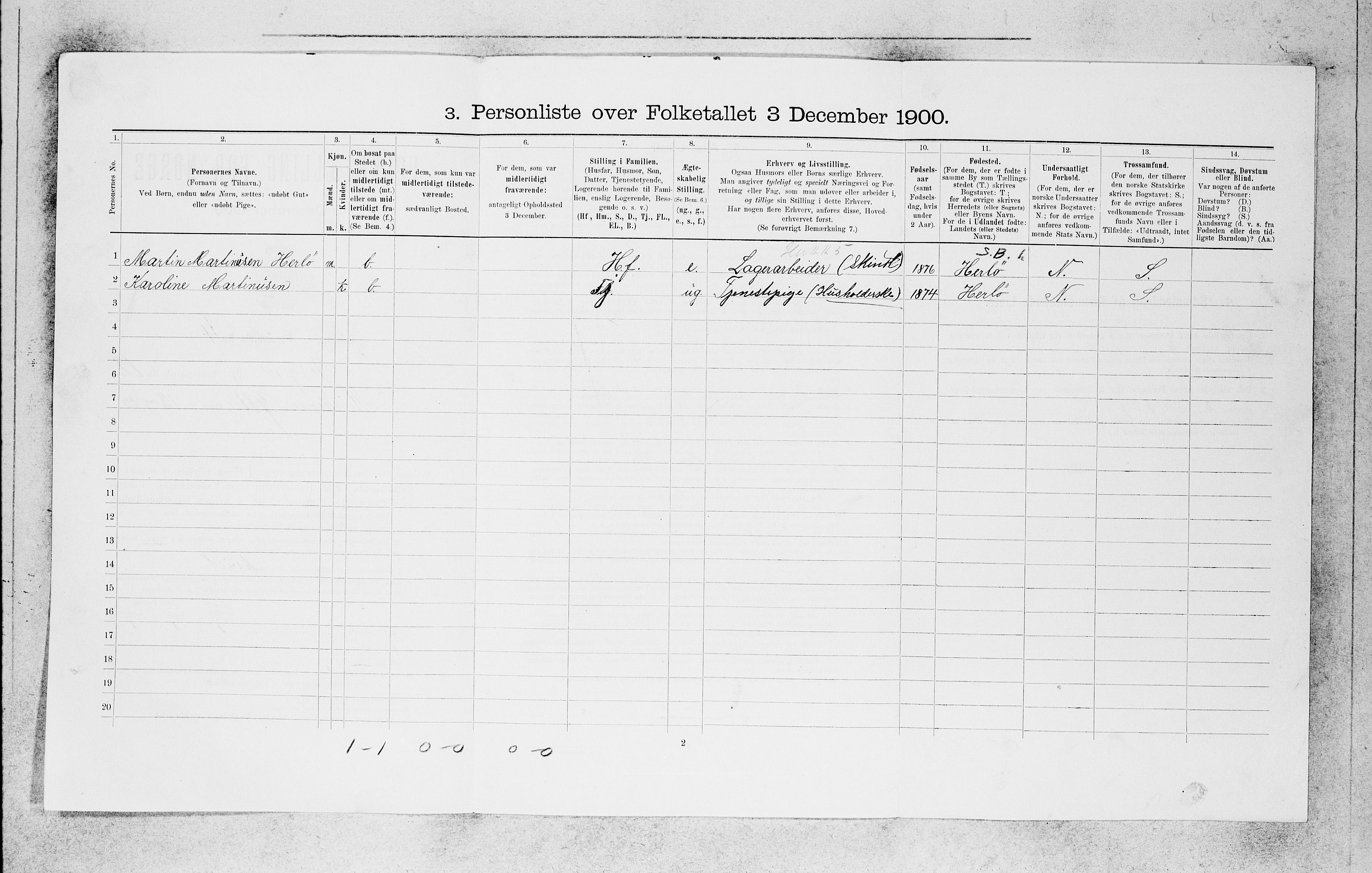 SAB, 1900 census for Bergen, 1900, p. 2245