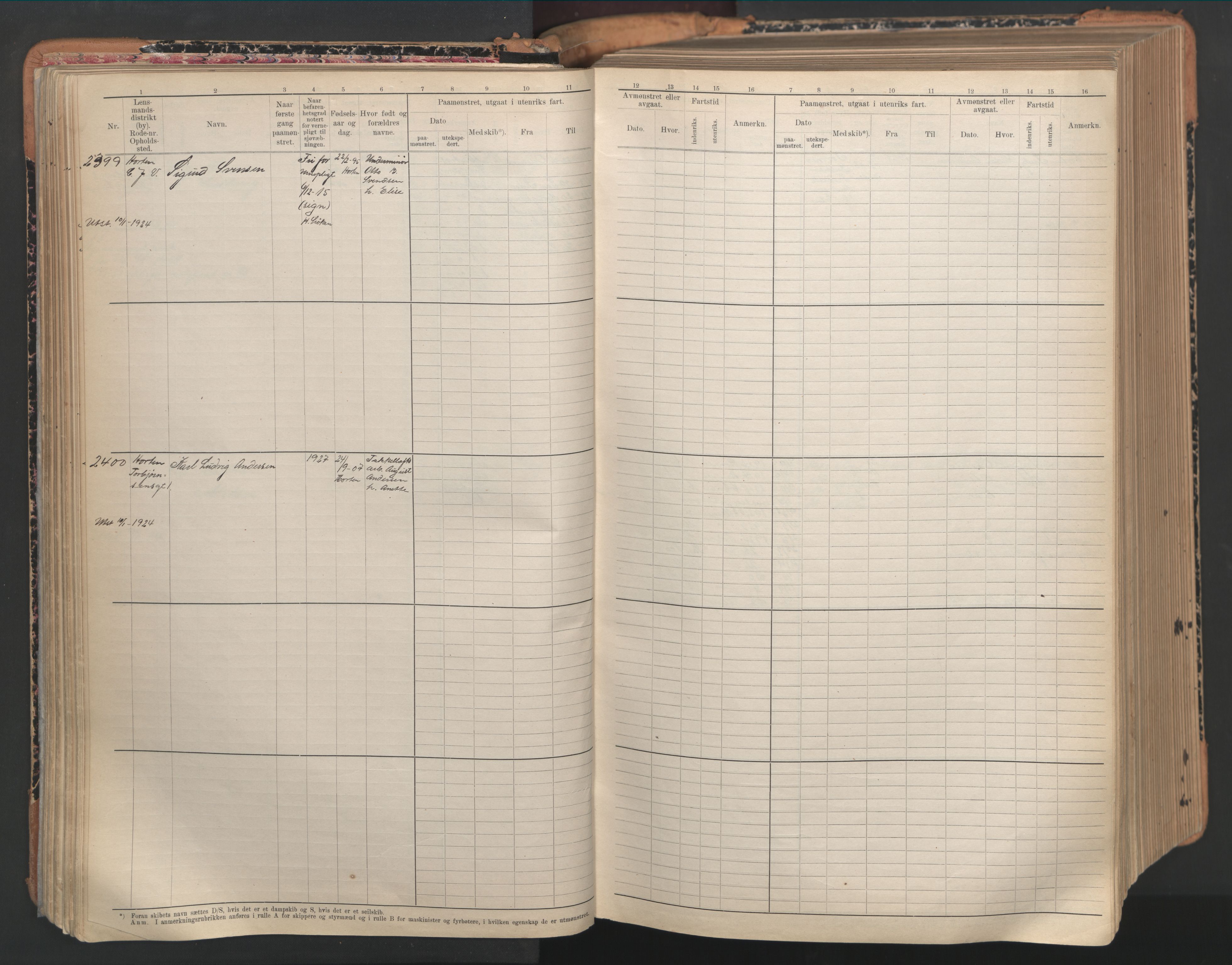 Horten innrulleringskontor, SAKO/A-785/F/Fc/L0008: Hovedrulle, 1920-1948, p. 108