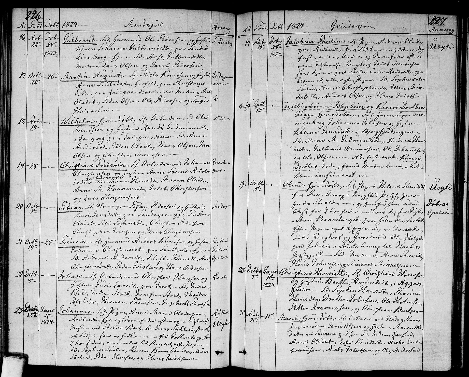 Aker prestekontor kirkebøker, AV/SAO-A-10861/F/L0012: Parish register (official) no. 12, 1819-1828, p. 226-227