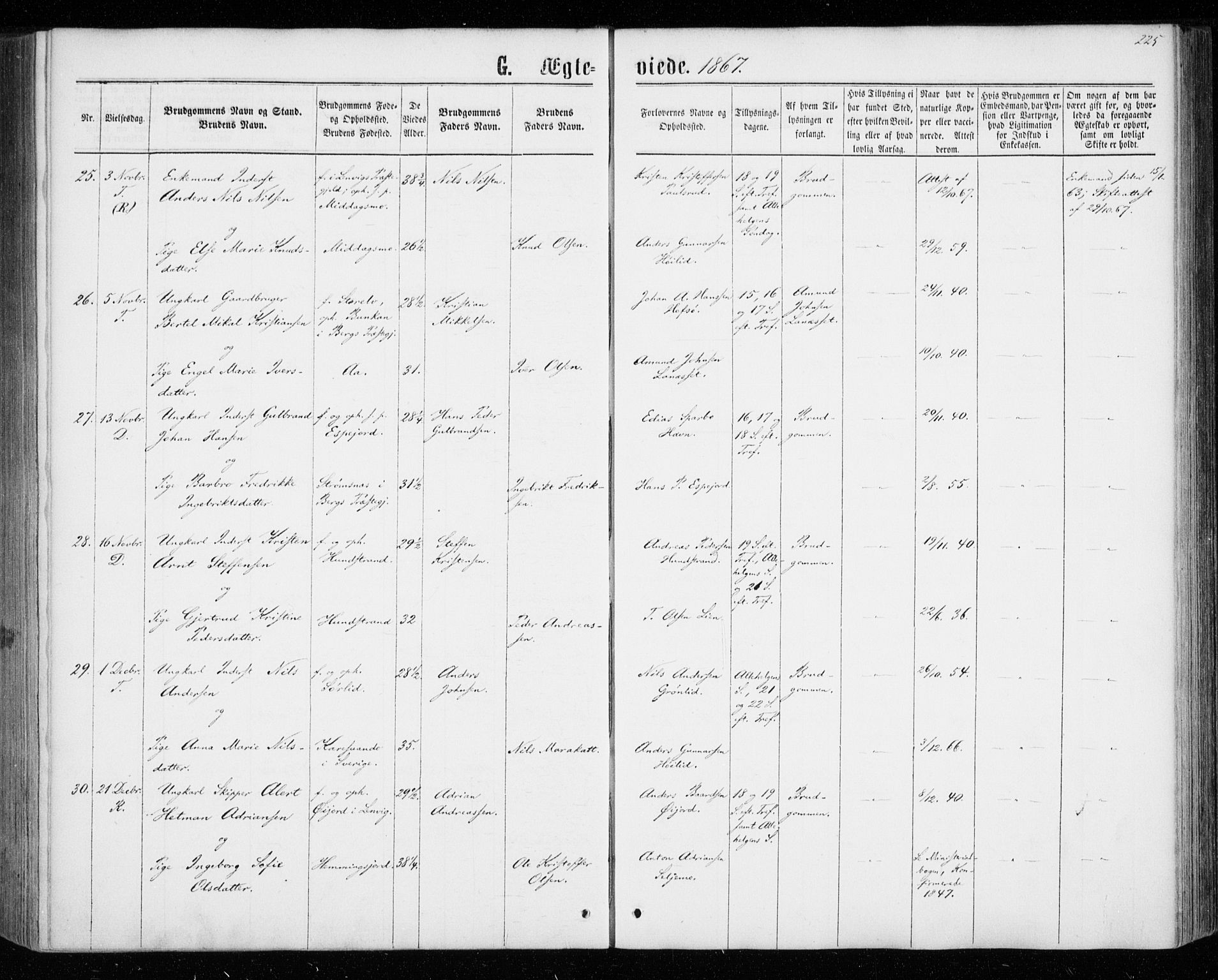 Tranøy sokneprestkontor, SATØ/S-1313/I/Ia/Iaa/L0008kirke: Parish register (official) no. 8, 1867-1877, p. 225