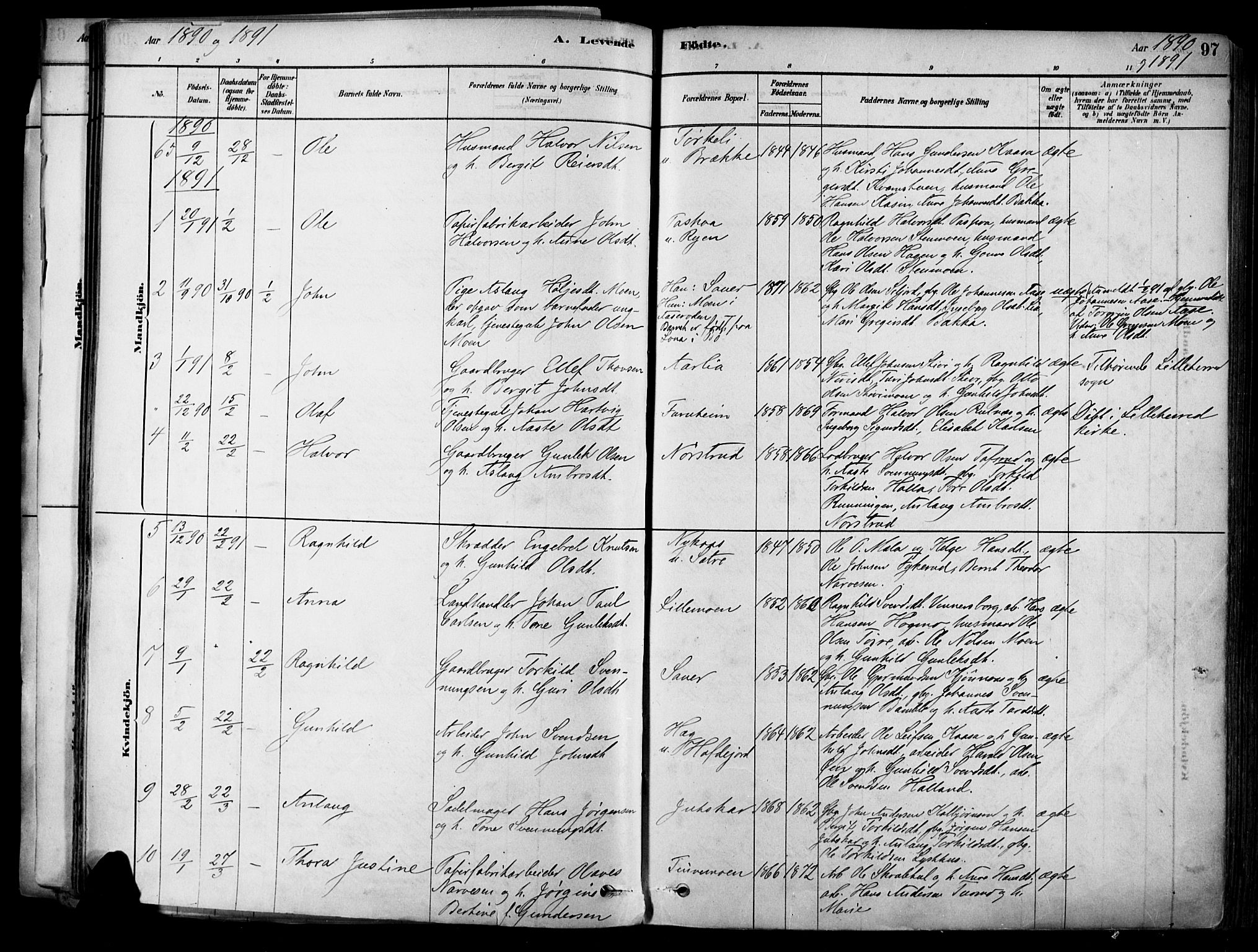 Heddal kirkebøker, SAKO/A-268/F/Fa/L0008: Parish register (official) no. I 8, 1878-1903, p. 97