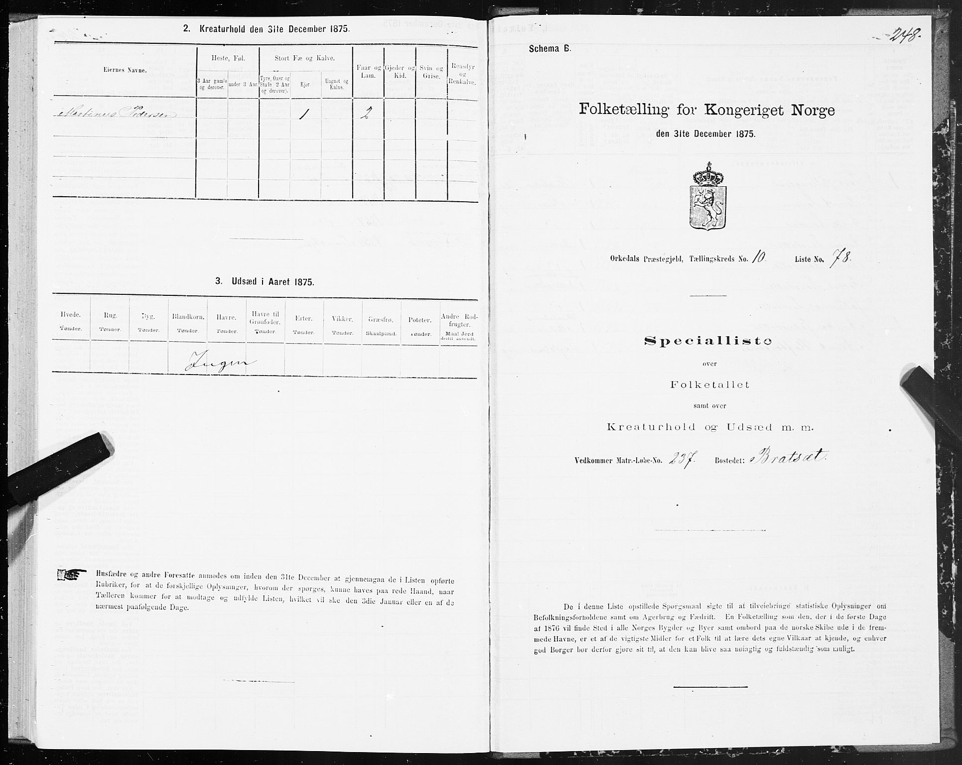 SAT, 1875 census for 1638P Orkdal, 1875, p. 5248