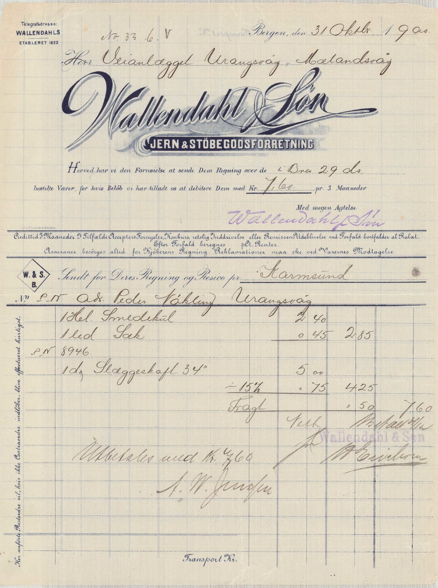 Finnaas kommune. Formannskapet, IKAH/1218a-021/E/Ea/L0002/0001: Rekneskap for veganlegg / Rekneskap for veganlegget Urangsvåg - Mælandsvåg, 1898-1900, p. 179