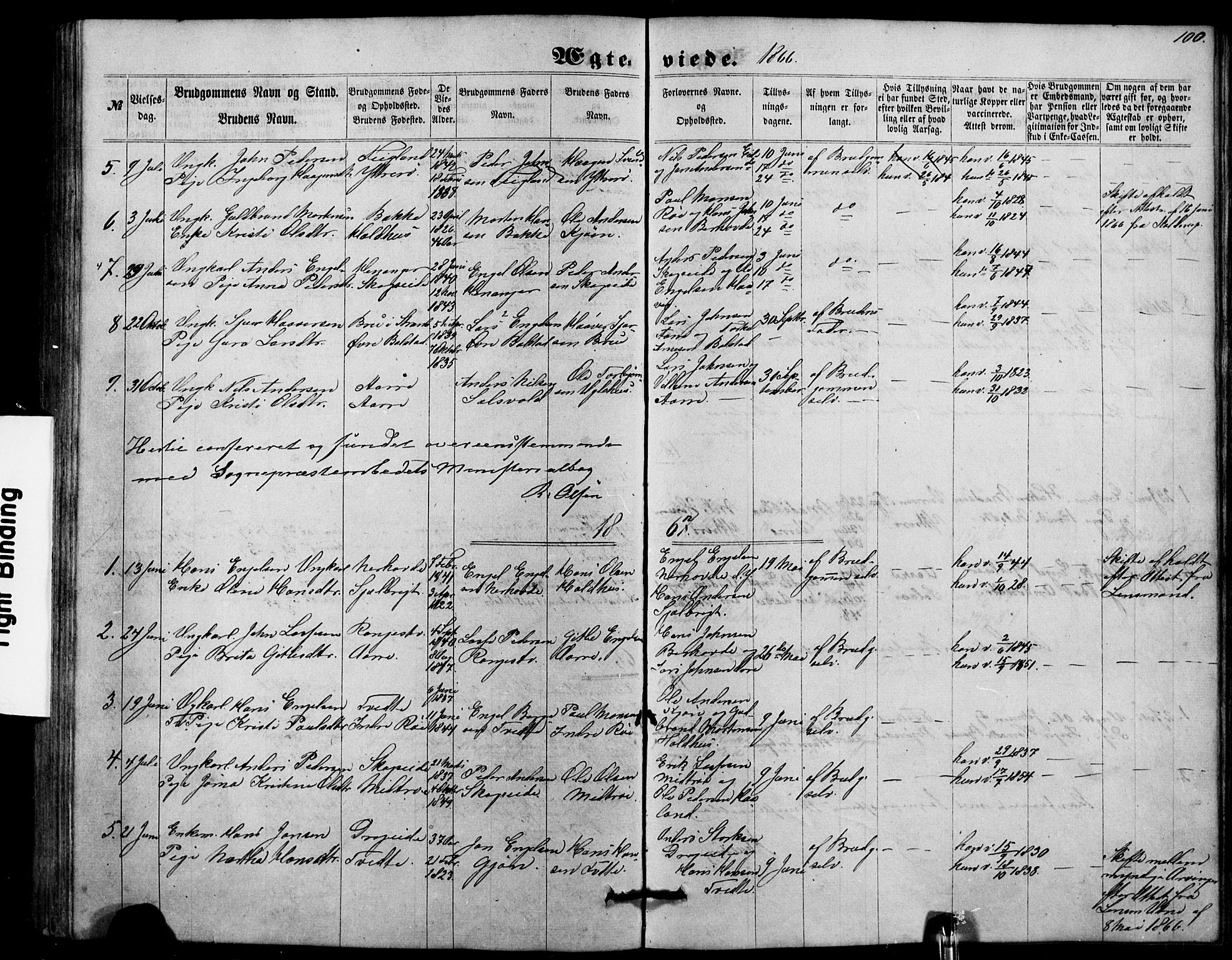 Fusa sokneprestembete, AV/SAB-A-75401/H/Hab: Parish register (copy) no. B 1, 1861-1896, p. 100