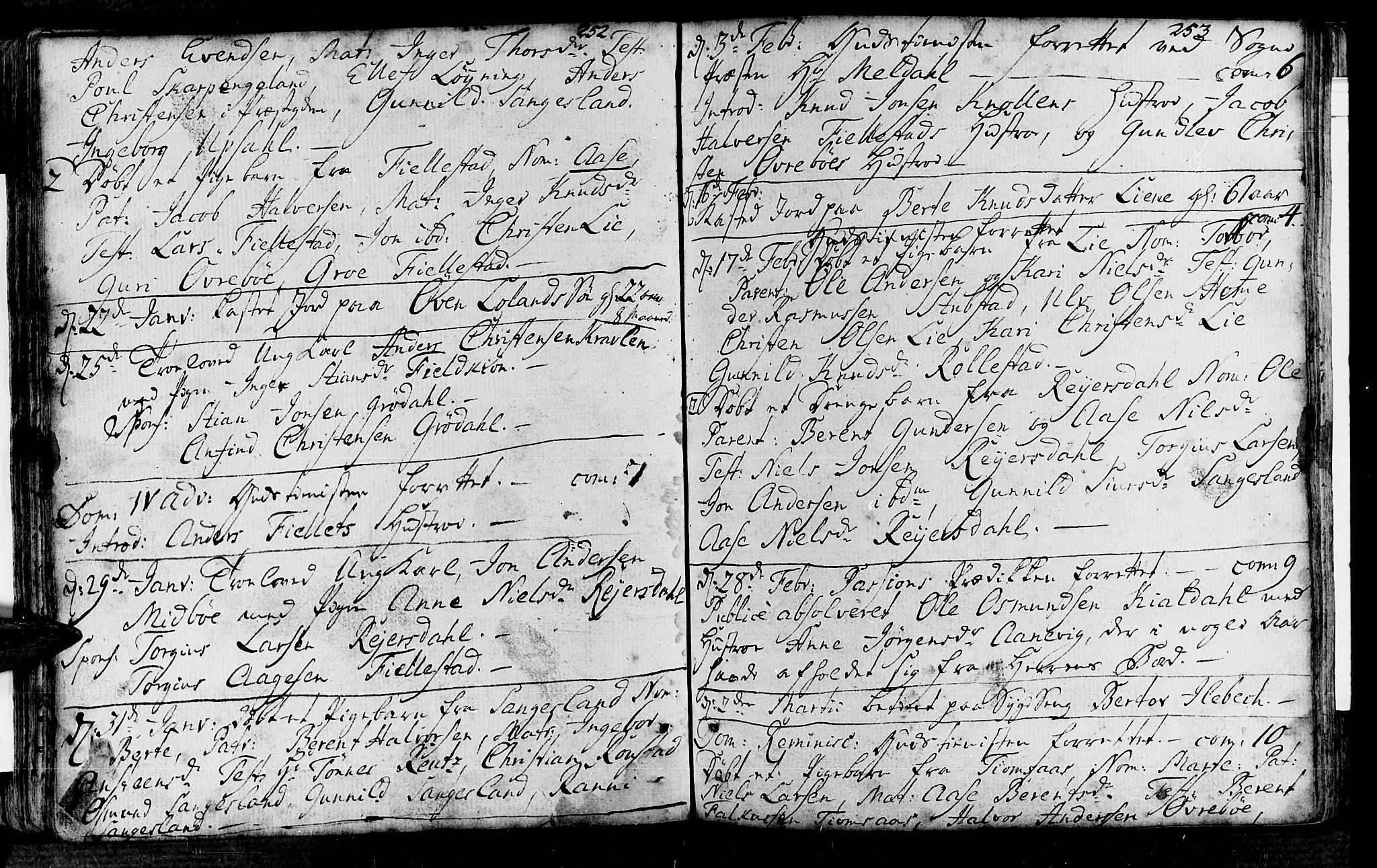 Vennesla sokneprestkontor, SAK/1111-0045/Fa/Fac/L0001: Parish register (official) no. A 1, 1743-1784, p. 252-253
