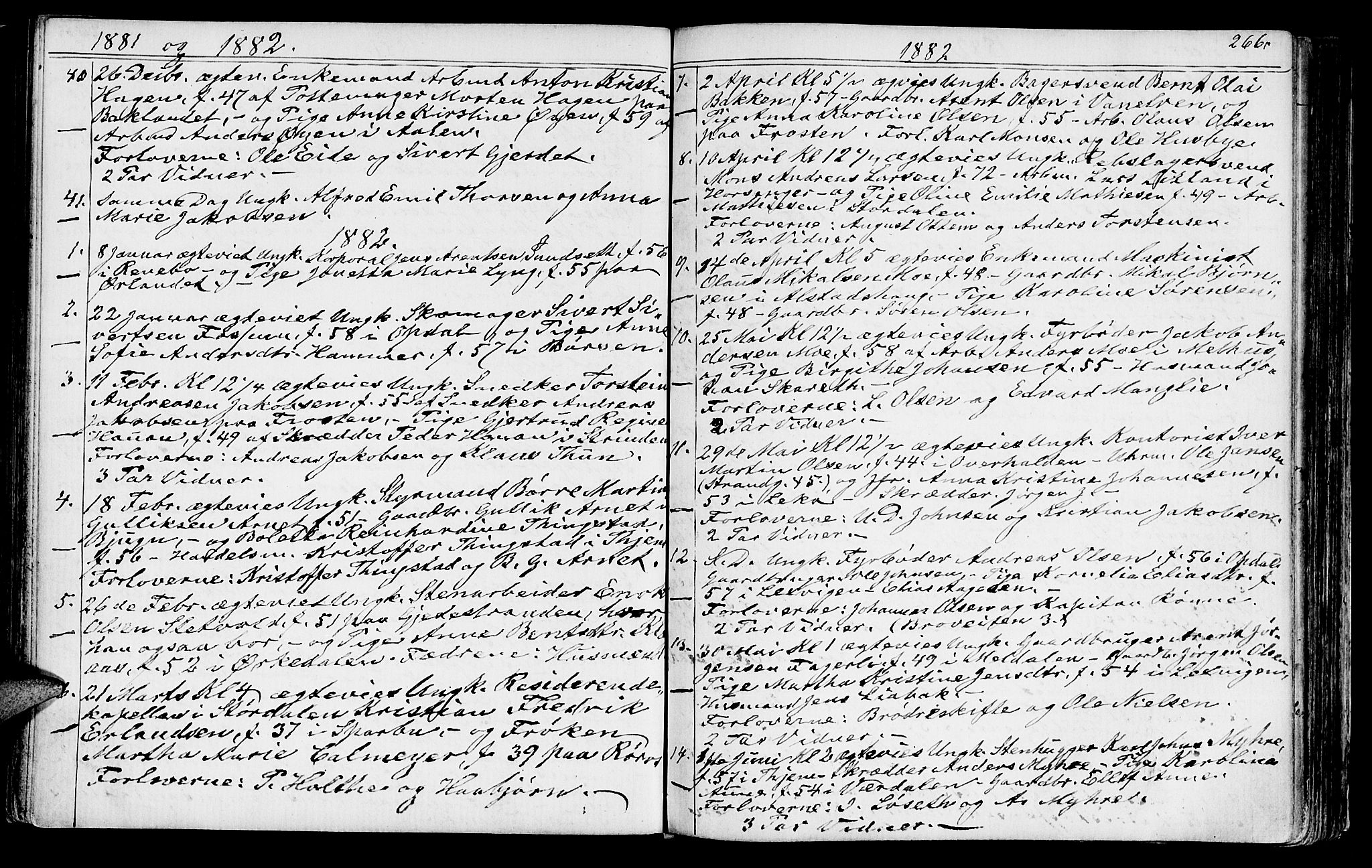 Ministerialprotokoller, klokkerbøker og fødselsregistre - Sør-Trøndelag, SAT/A-1456/602/L0142: Parish register (copy) no. 602C10, 1872-1894, p. 266