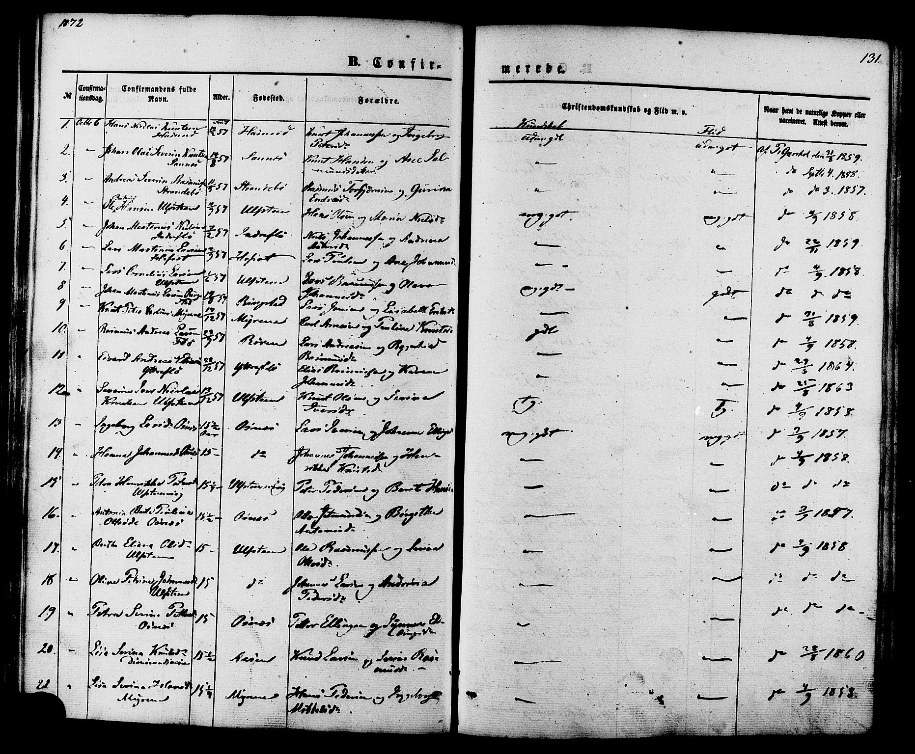 Ministerialprotokoller, klokkerbøker og fødselsregistre - Møre og Romsdal, AV/SAT-A-1454/509/L0105: Parish register (official) no. 509A03, 1848-1882, p. 131