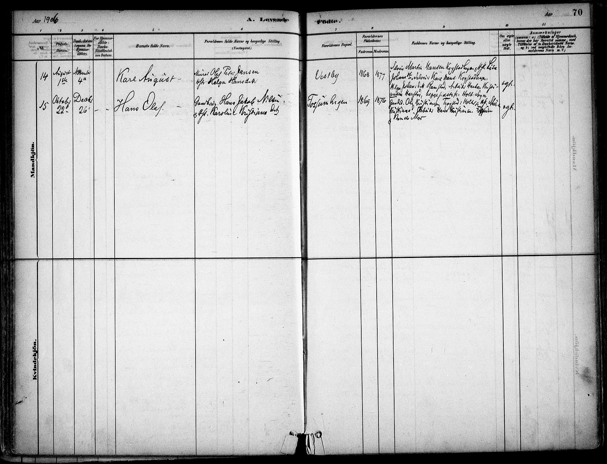 Gjerdrum prestekontor Kirkebøker, SAO/A-10412b/F/Fb/L0001: Parish register (official) no. II 1, 1881-1921, p. 70