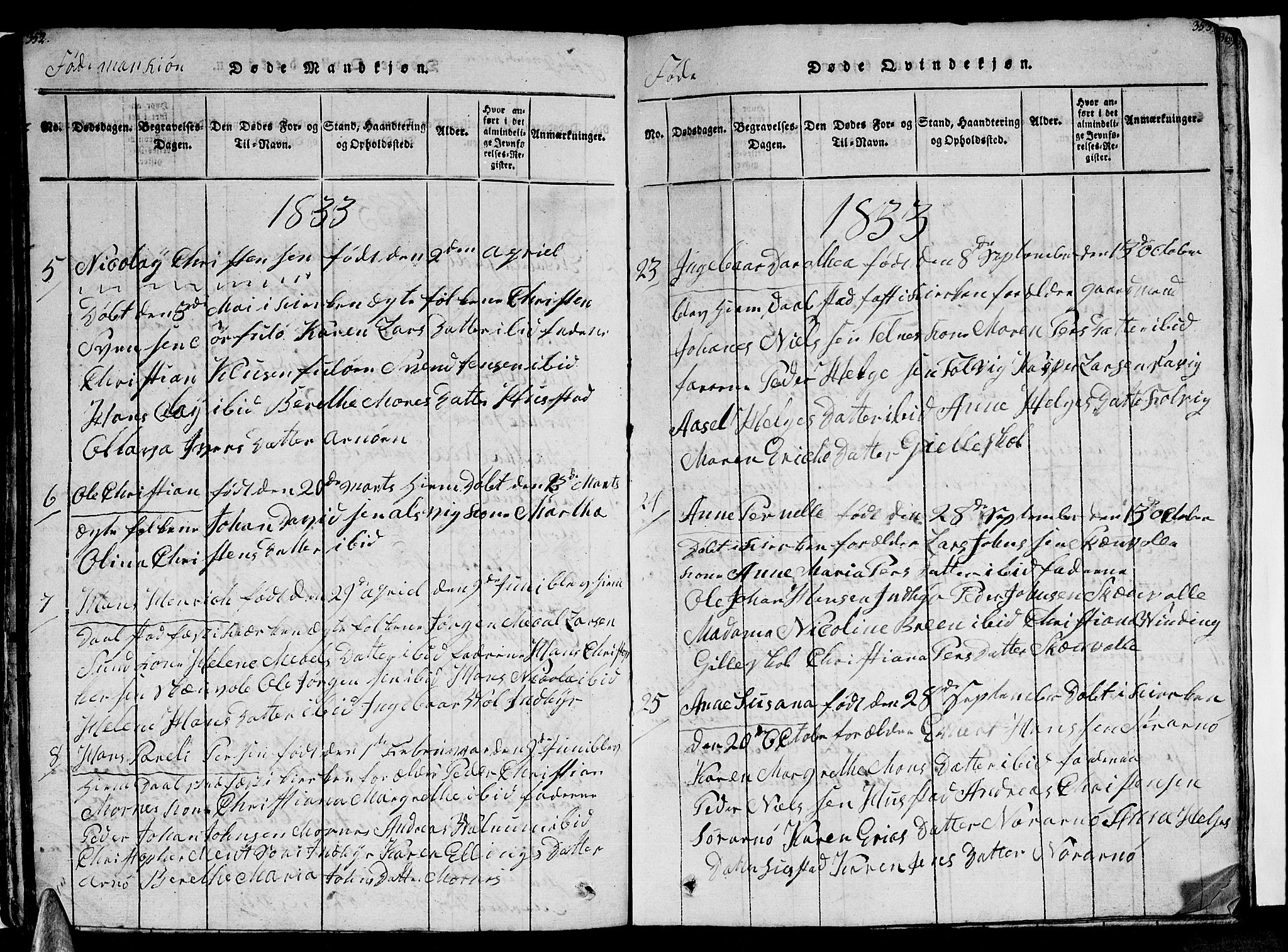 Ministerialprotokoller, klokkerbøker og fødselsregistre - Nordland, AV/SAT-A-1459/805/L0105: Parish register (copy) no. 805C01, 1820-1839, p. 352-353