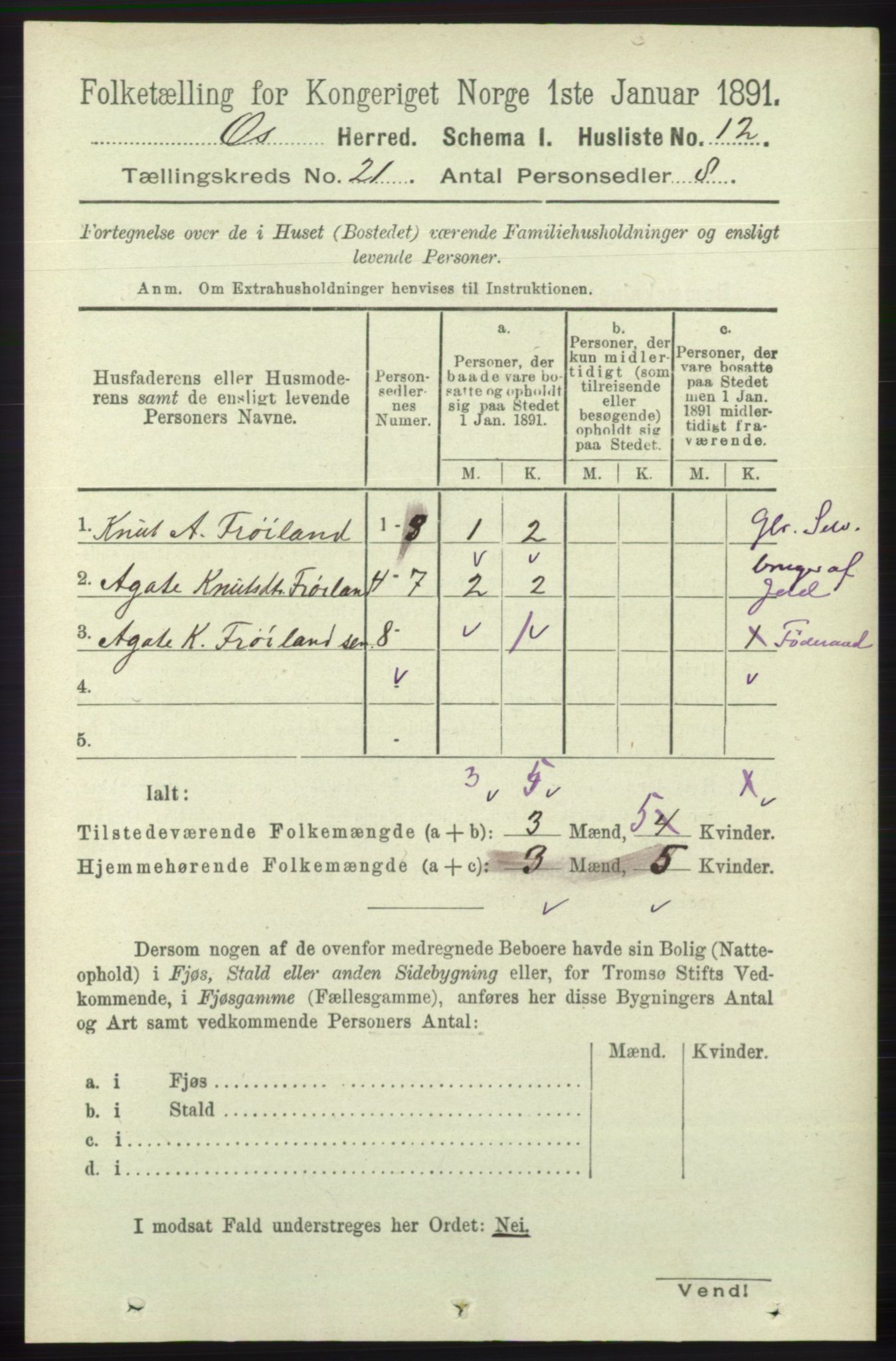 RA, 1891 census for 1243 Os, 1891, p. 4829