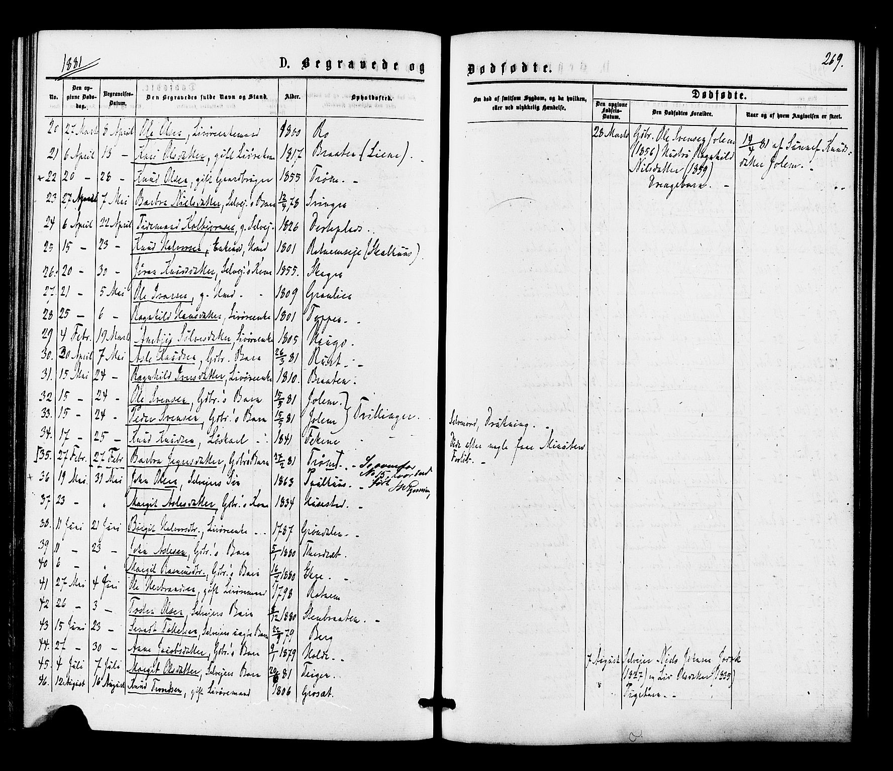 Gol kirkebøker, SAKO/A-226/F/Fa/L0004: Parish register (official) no. I 4, 1876-1886, p. 269