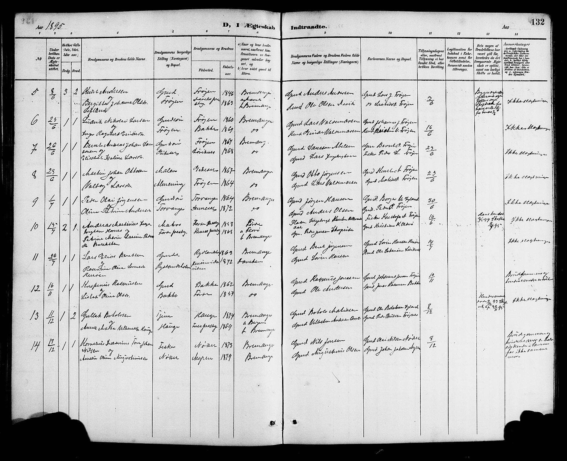 Bremanger sokneprestembete, AV/SAB-A-82201/H/Hab/Haba/L0003: Parish register (copy) no. A 3, 1890-1908, p. 132