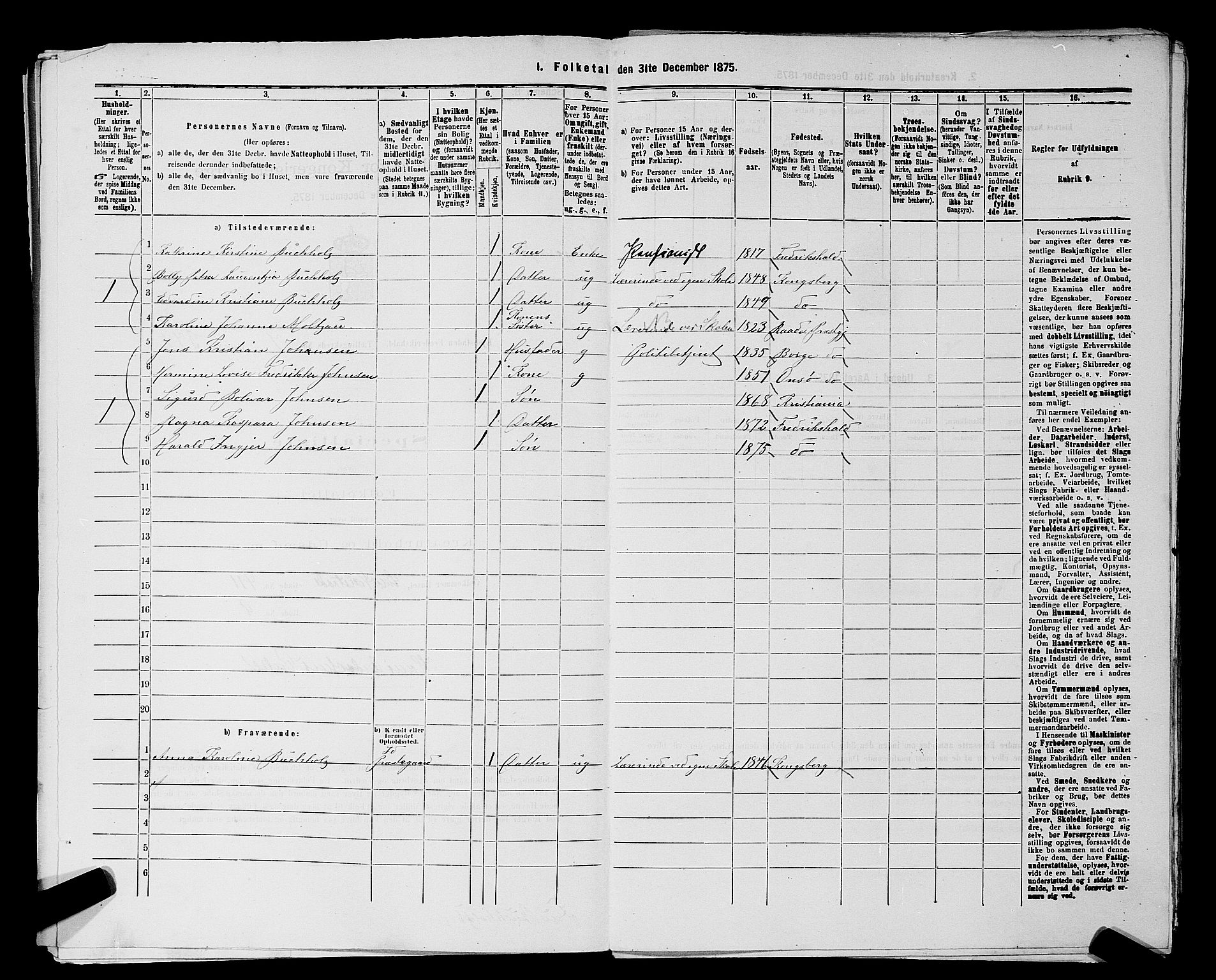 RA, 1875 census for 0101P Fredrikshald, 1875, p. 922