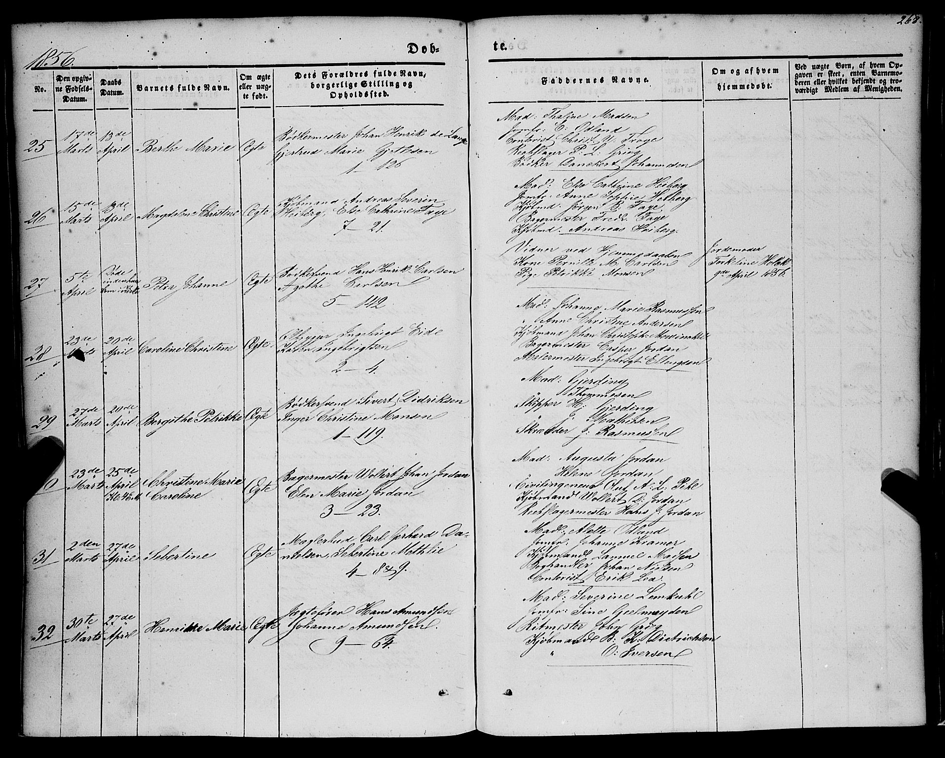 Nykirken Sokneprestembete, AV/SAB-A-77101/H/Haa/L0014: Parish register (official) no. B 1, 1844-1858, p. 268