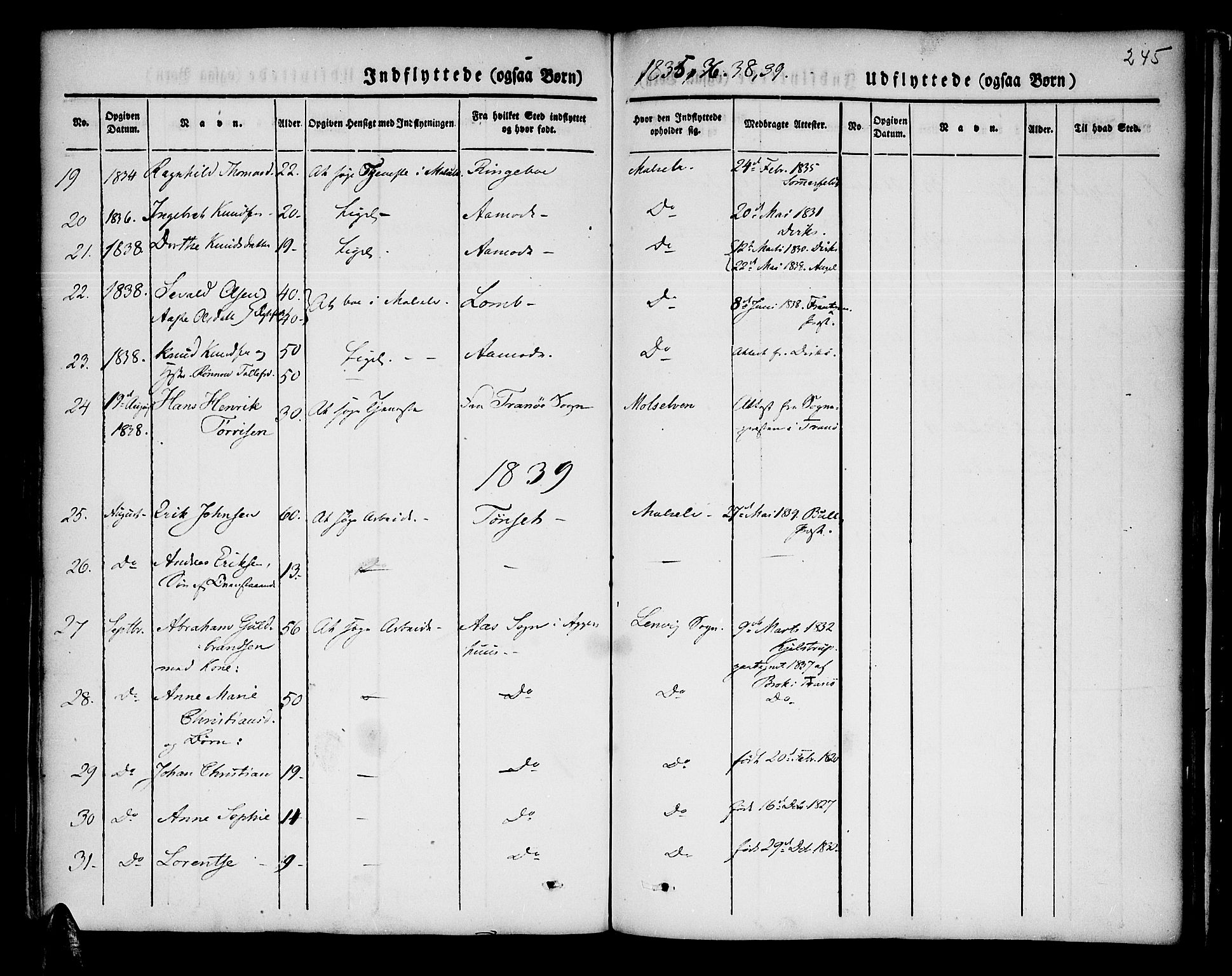 Lenvik sokneprestembete, AV/SATØ-S-1310/H/Ha/Haa/L0004kirke: Parish register (official) no. 4, 1832-1844, p. 245