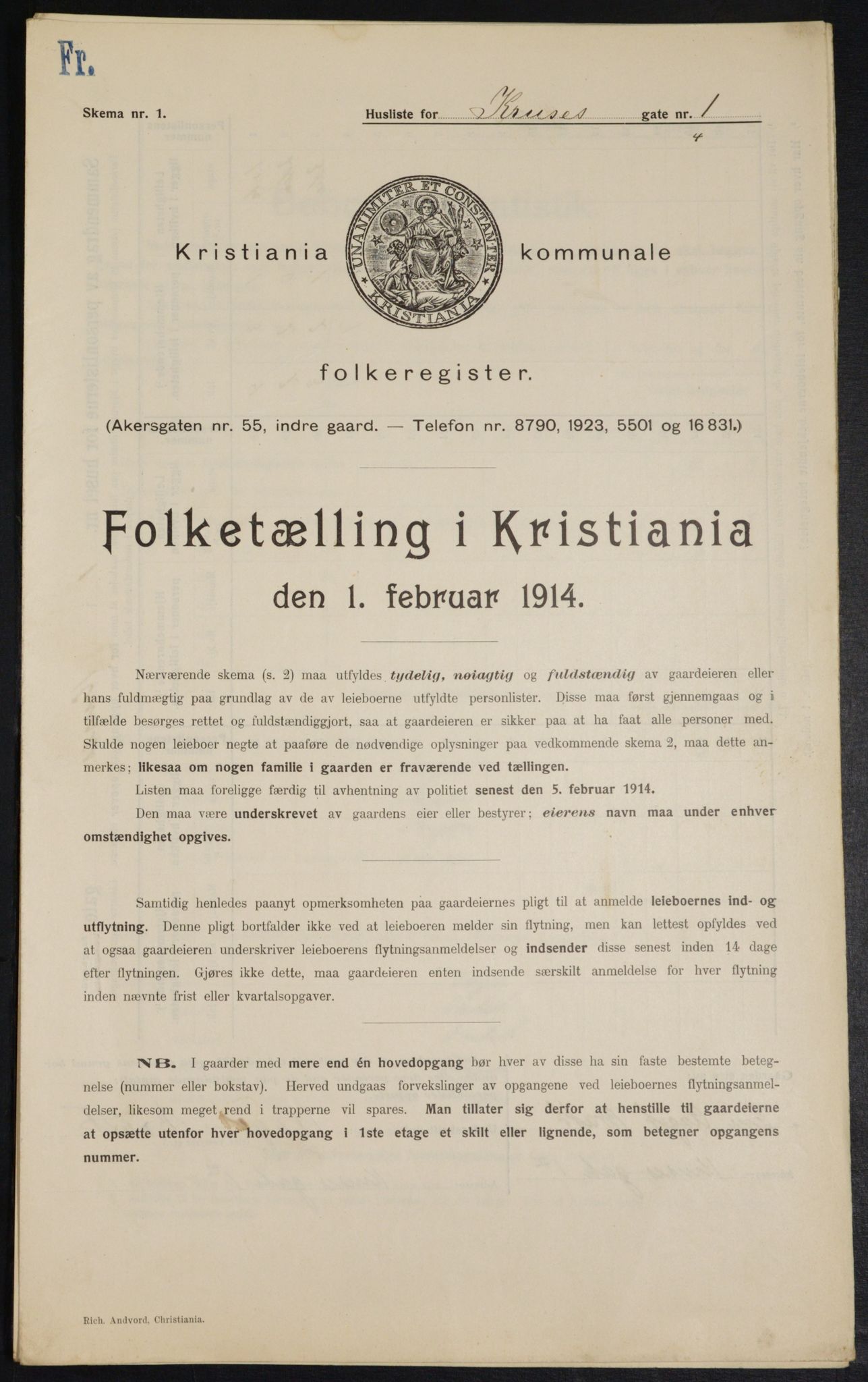 OBA, Municipal Census 1914 for Kristiania, 1914, p. 54847