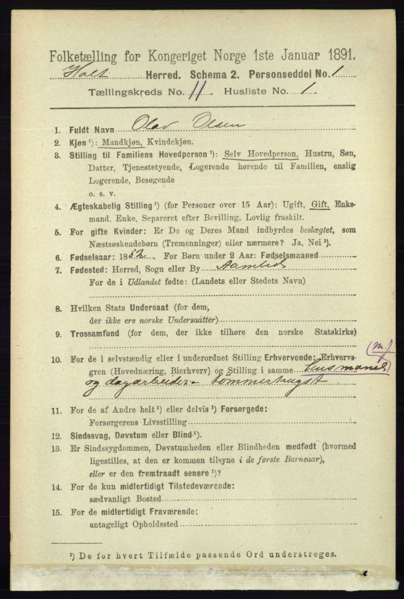 RA, 1891 census for 0914 Holt, 1891, p. 4797