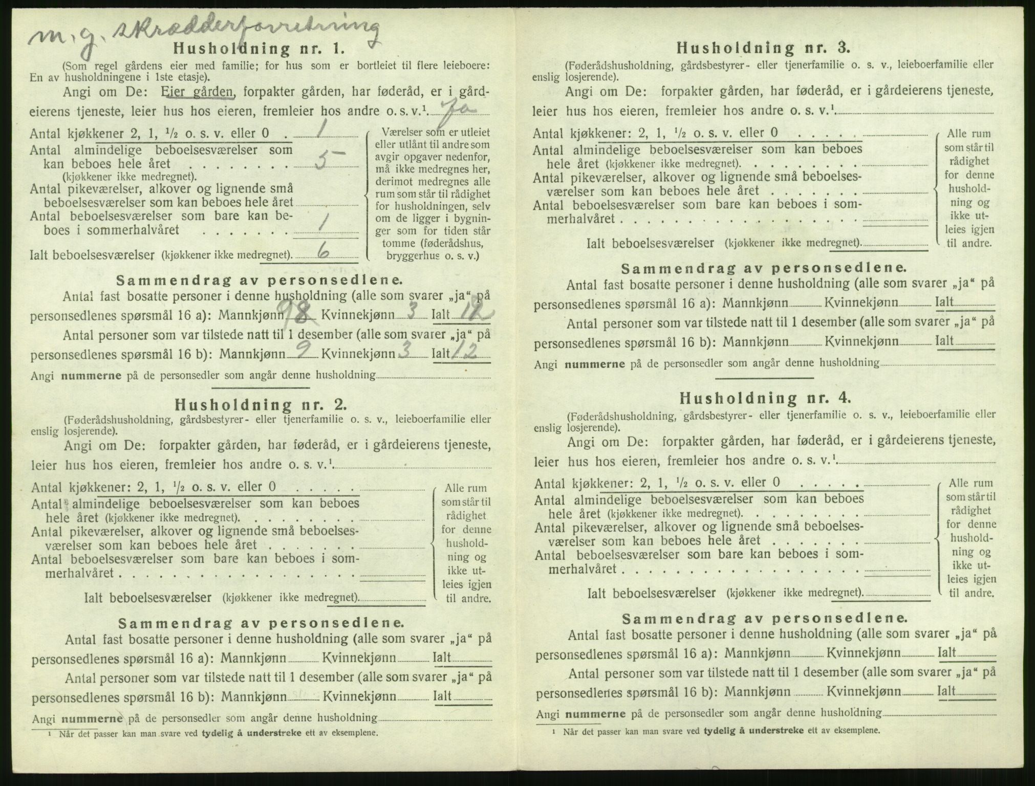 SAT, 1920 census for Vatne, 1920, p. 337