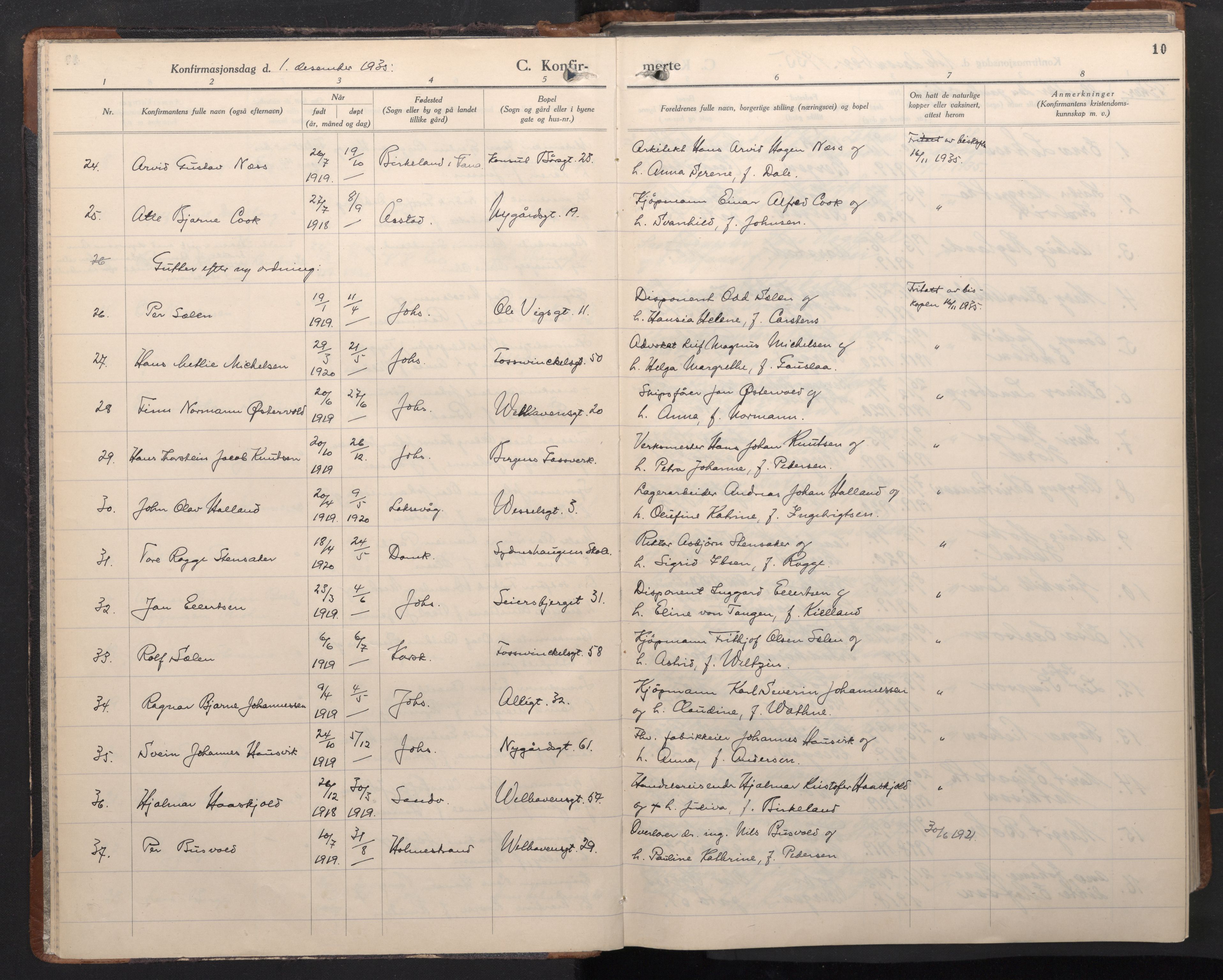 Johanneskirken sokneprestembete, AV/SAB-A-76001/H/Haa/L0011: Parish register (official) no. C 4, 1935-1966, p. 9b-10a