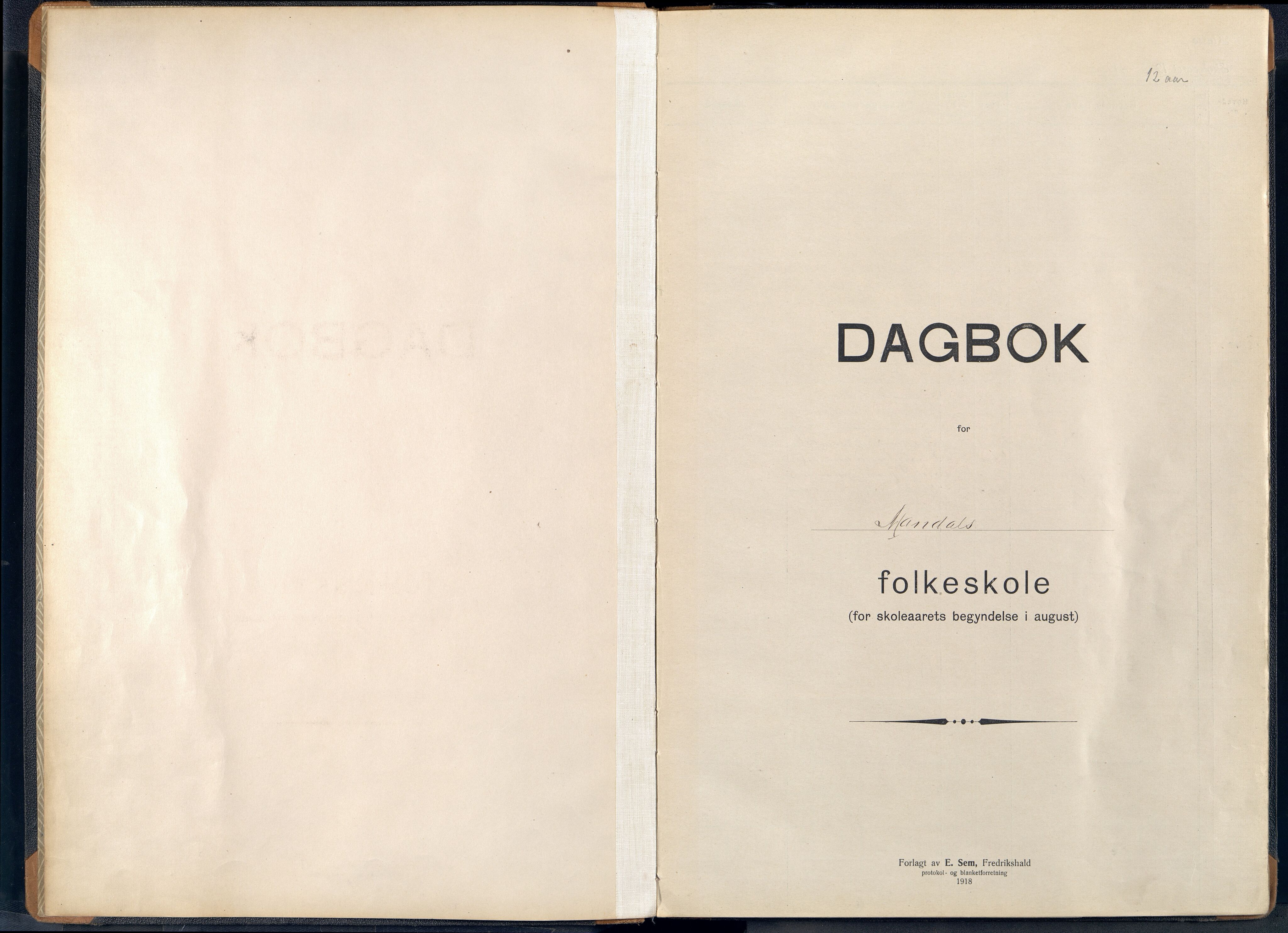 Mandal By - Mandal Allmueskole/Folkeskole/Skole, ARKSOR/1002MG551/I/L0053: Dagbok, 1919-1931