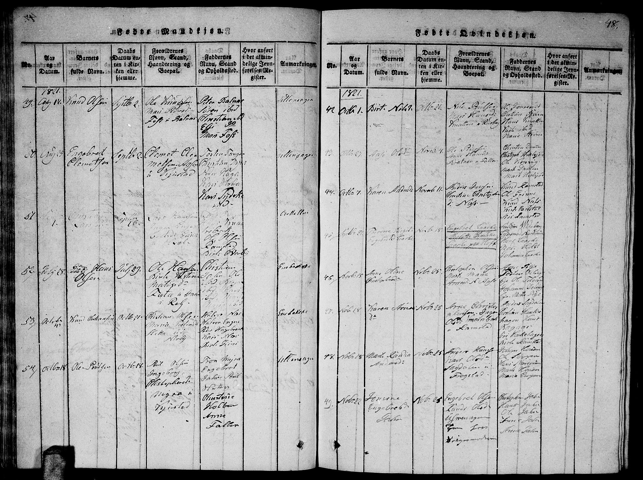 Fet prestekontor Kirkebøker, AV/SAO-A-10370a/G/Ga/L0001: Parish register (copy) no. I 1, 1815-1842, p. 48