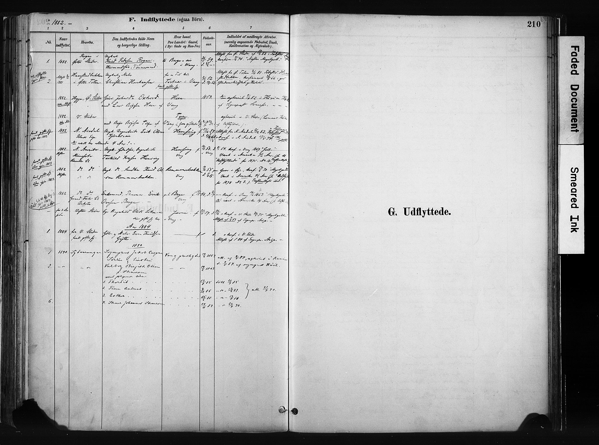 Vang prestekontor, Valdres, SAH/PREST-140/H/Ha/L0008: Parish register (official) no. 8, 1882-1910, p. 210