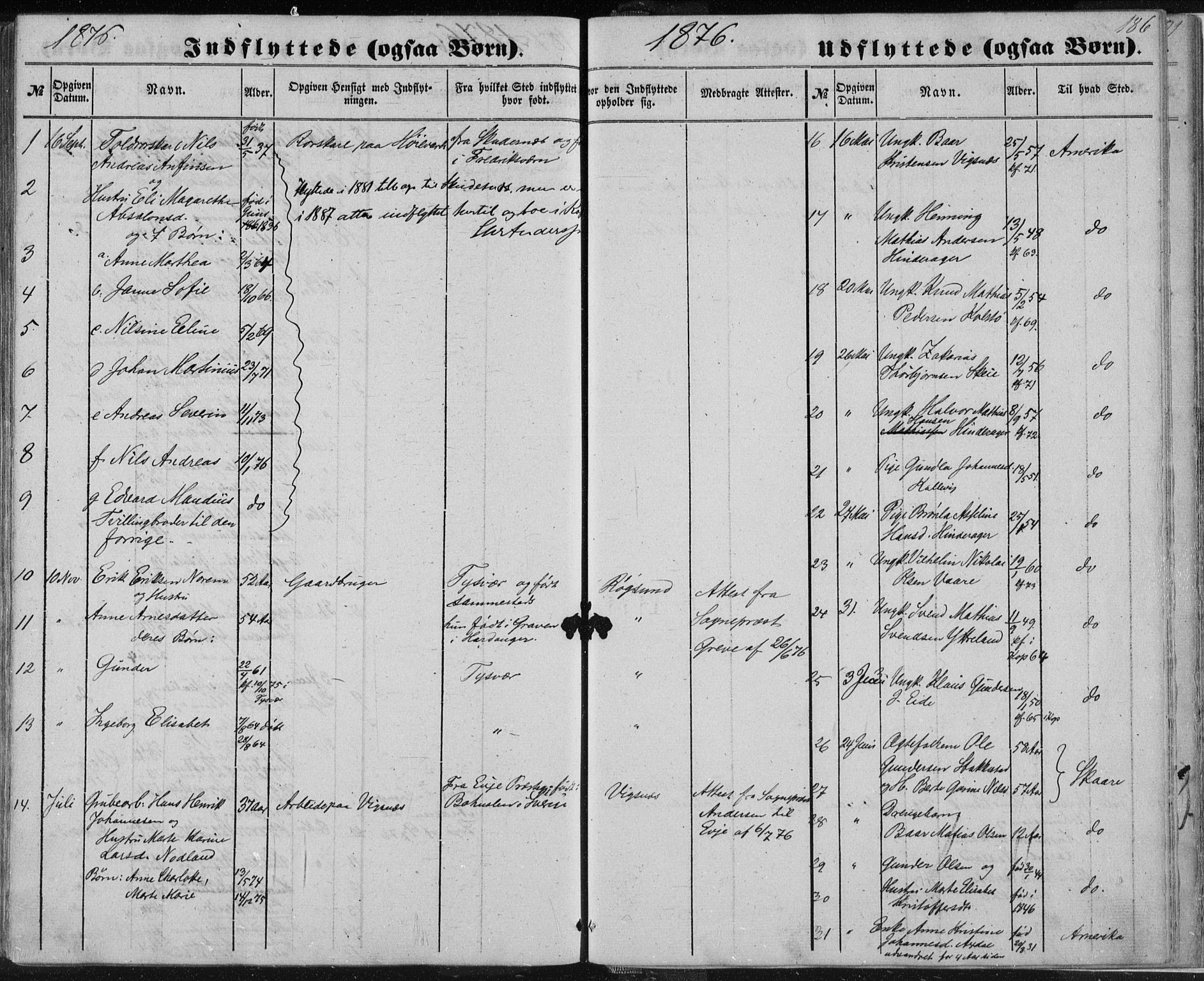 Avaldsnes sokneprestkontor, AV/SAST-A -101851/H/Ha/Haa/L0010: Parish register (official) no. A 10, 1857-1876, p. 186