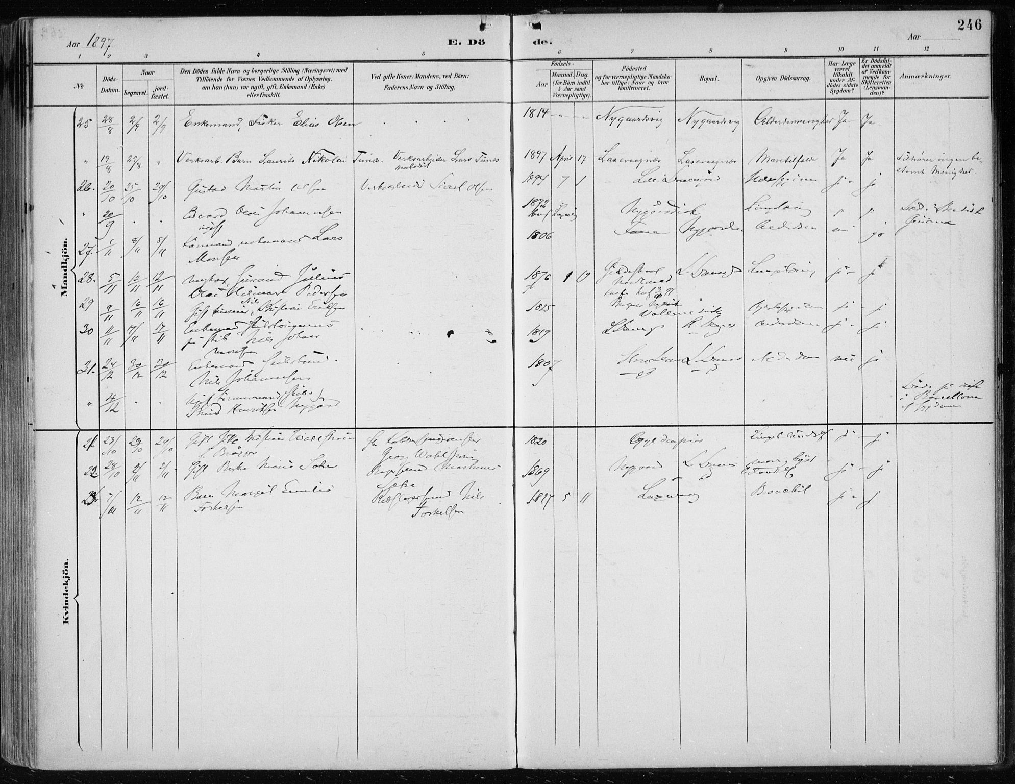 Askøy Sokneprestembete, AV/SAB-A-74101/H/Ha/Haa/Haae/L0003: Parish register (official) no. E 3, 1891-1903, p. 246