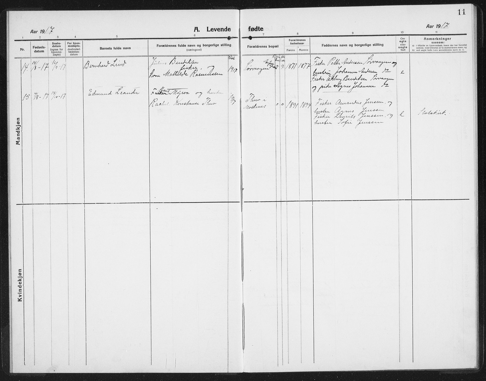 Ministerialprotokoller, klokkerbøker og fødselsregistre - Nordland, AV/SAT-A-1459/886/L1226: Parish register (copy) no. 886C03, 1916-1935, p. 11