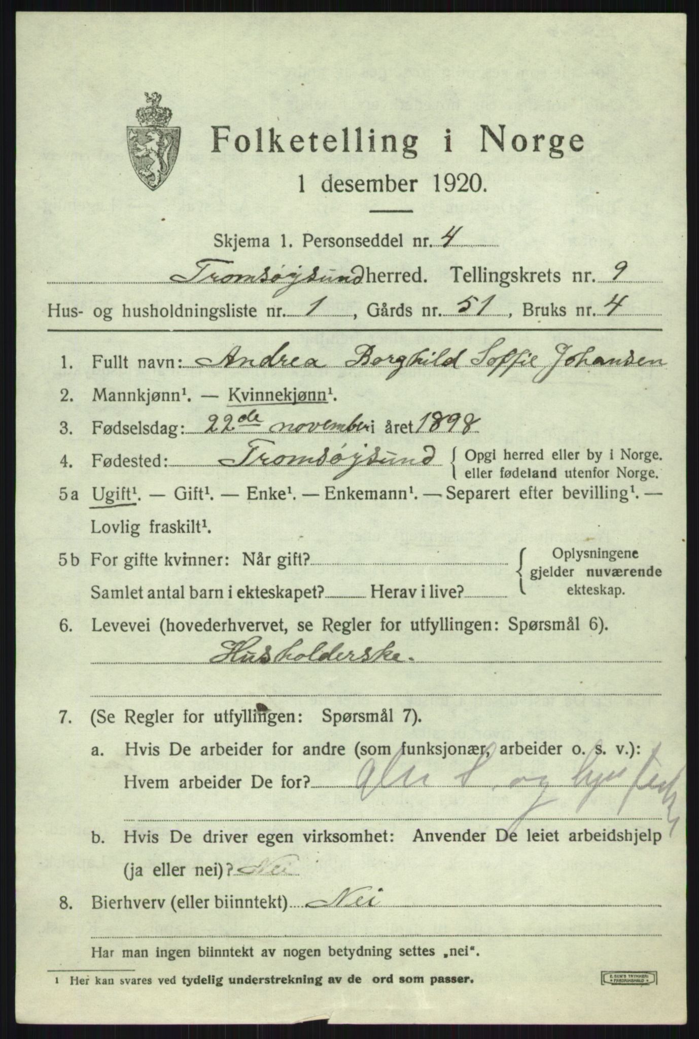 SATØ, 1920 census for Tromsøysund, 1920, p. 6520