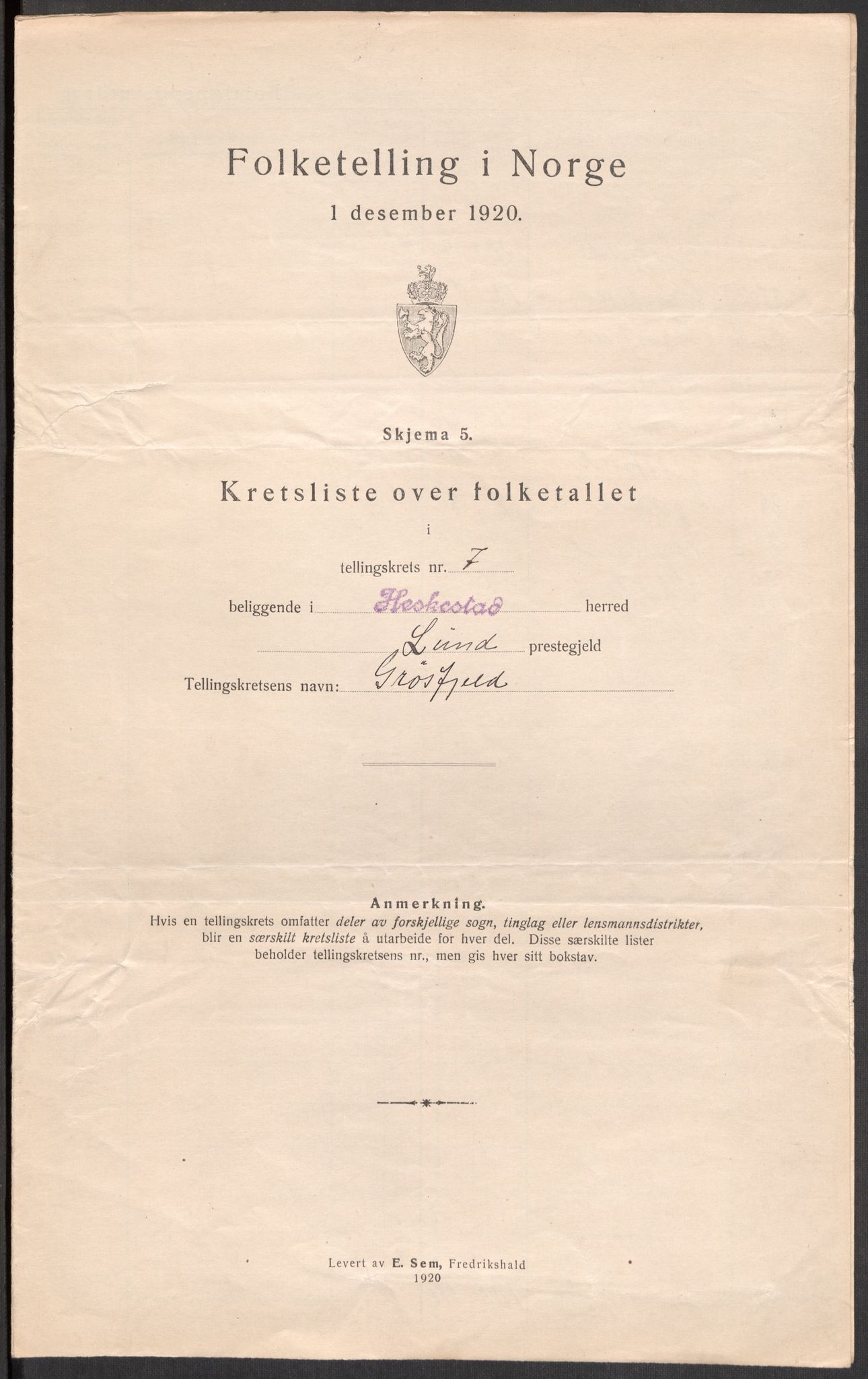 SAST, 1920 census for Heskestad, 1920, p. 24