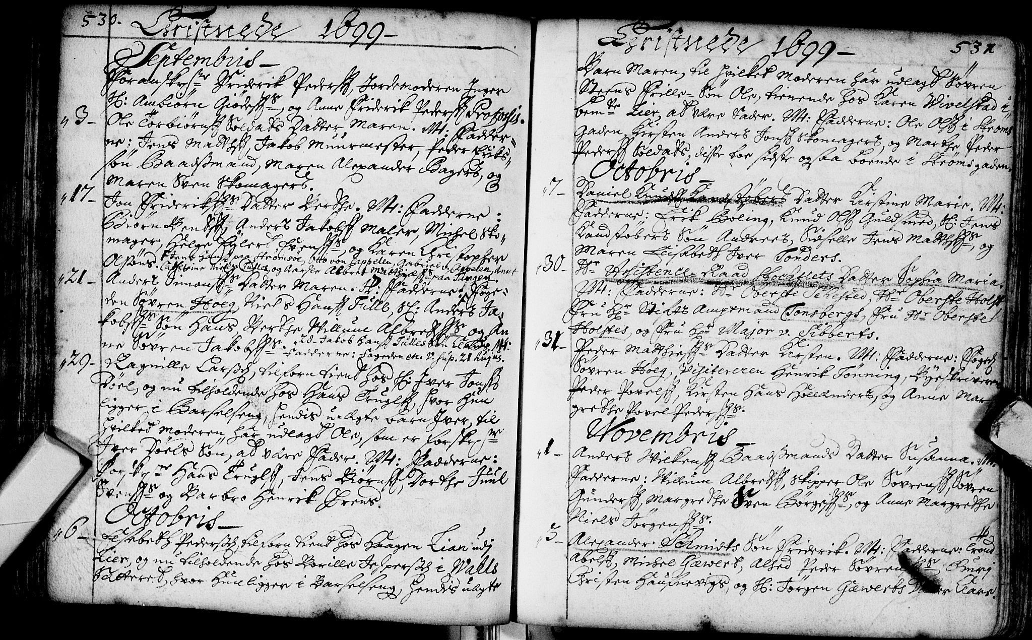 Bragernes kirkebøker, AV/SAKO-A-6/F/Fa/L0002: Parish register (official) no. I 2, 1680-1705, p. 530-531