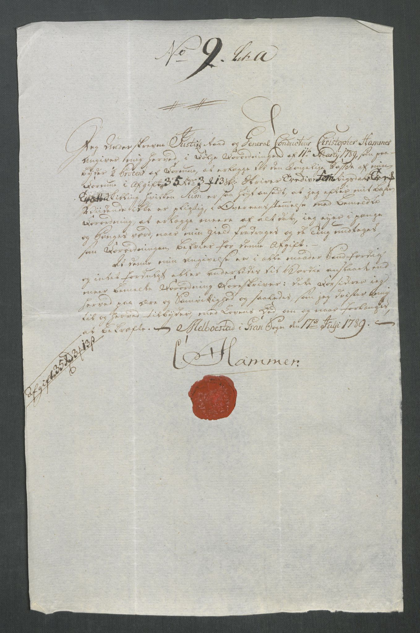 Rentekammeret inntil 1814, Reviderte regnskaper, Mindre regnskaper, AV/RA-EA-4068/Rf/Rfe/L0051: Toten fogderi, Trondheim, 1789, p. 292