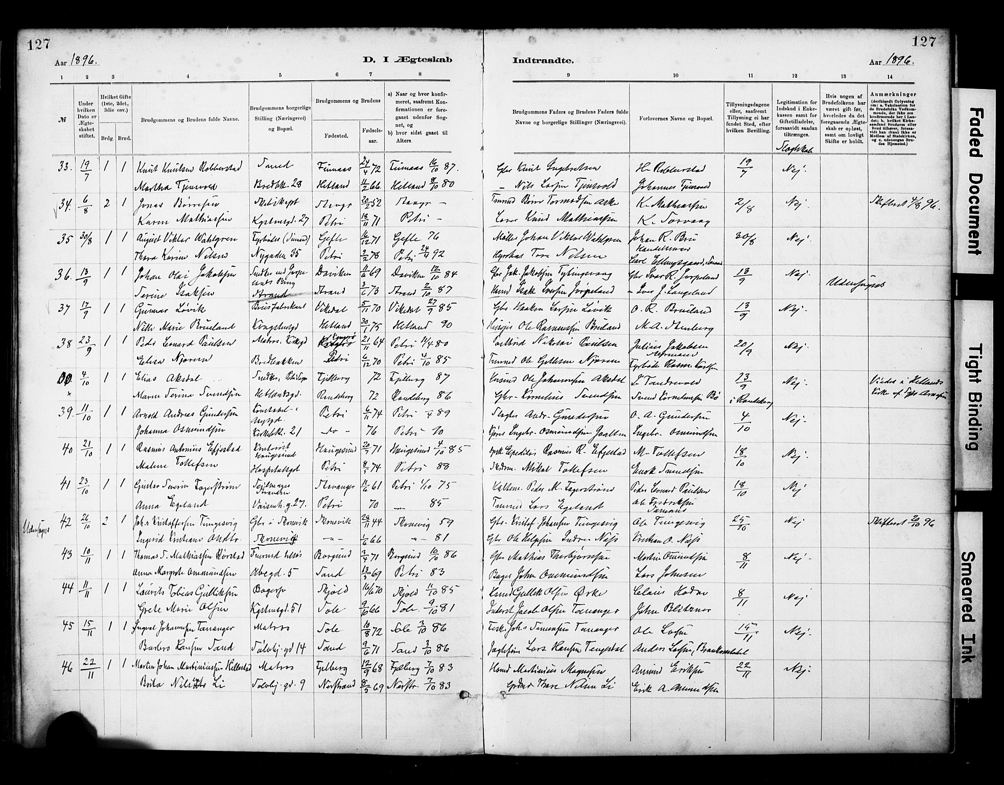 St. Petri sokneprestkontor, AV/SAST-A-101813/001/30/30BA/L0018: Parish register (official) no. A 19, 1879-1900, p. 127