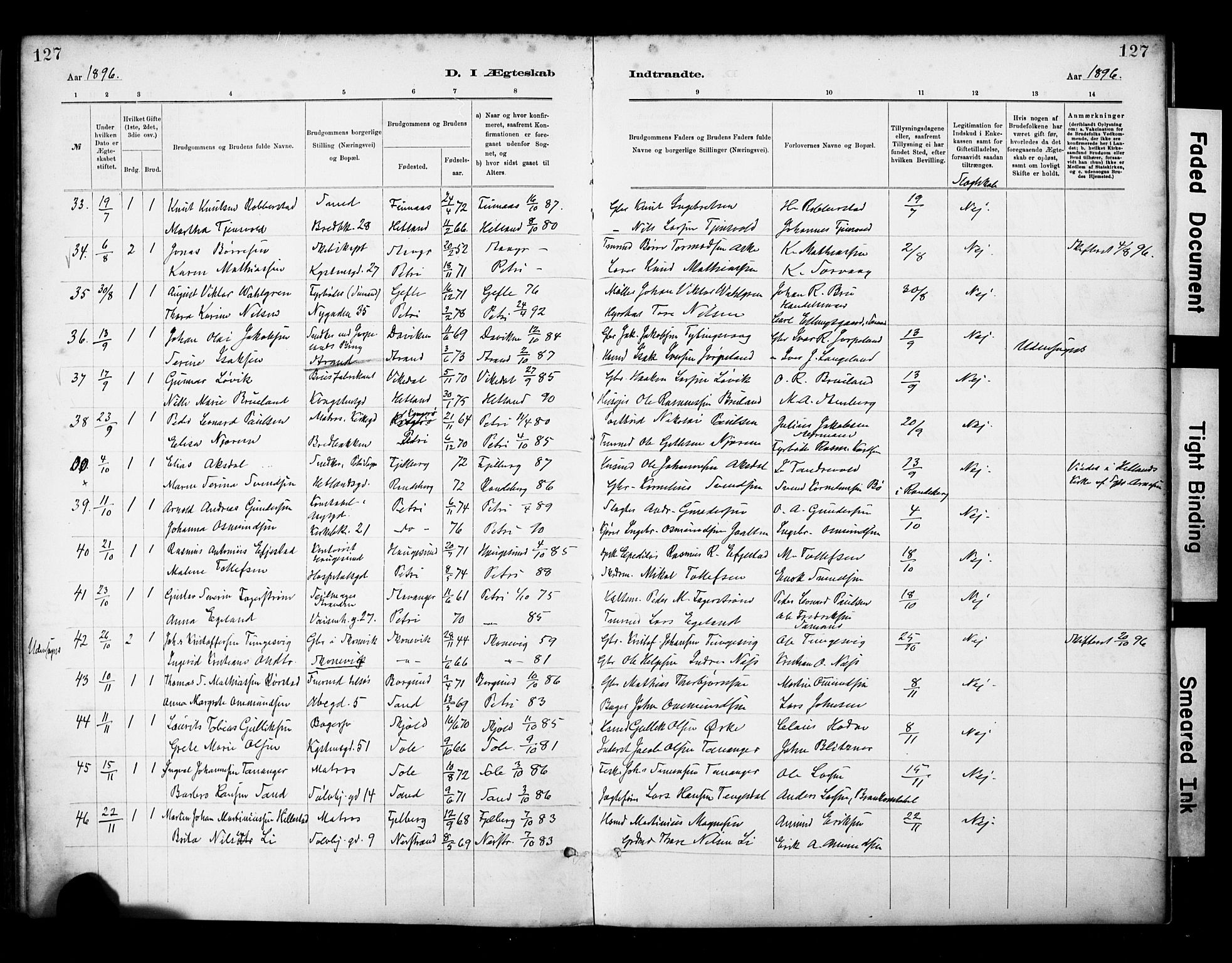 St. Petri sokneprestkontor, SAST/A-101813/001/30/30BA/L0018: Parish register (official) no. A 19, 1879-1900, p. 127