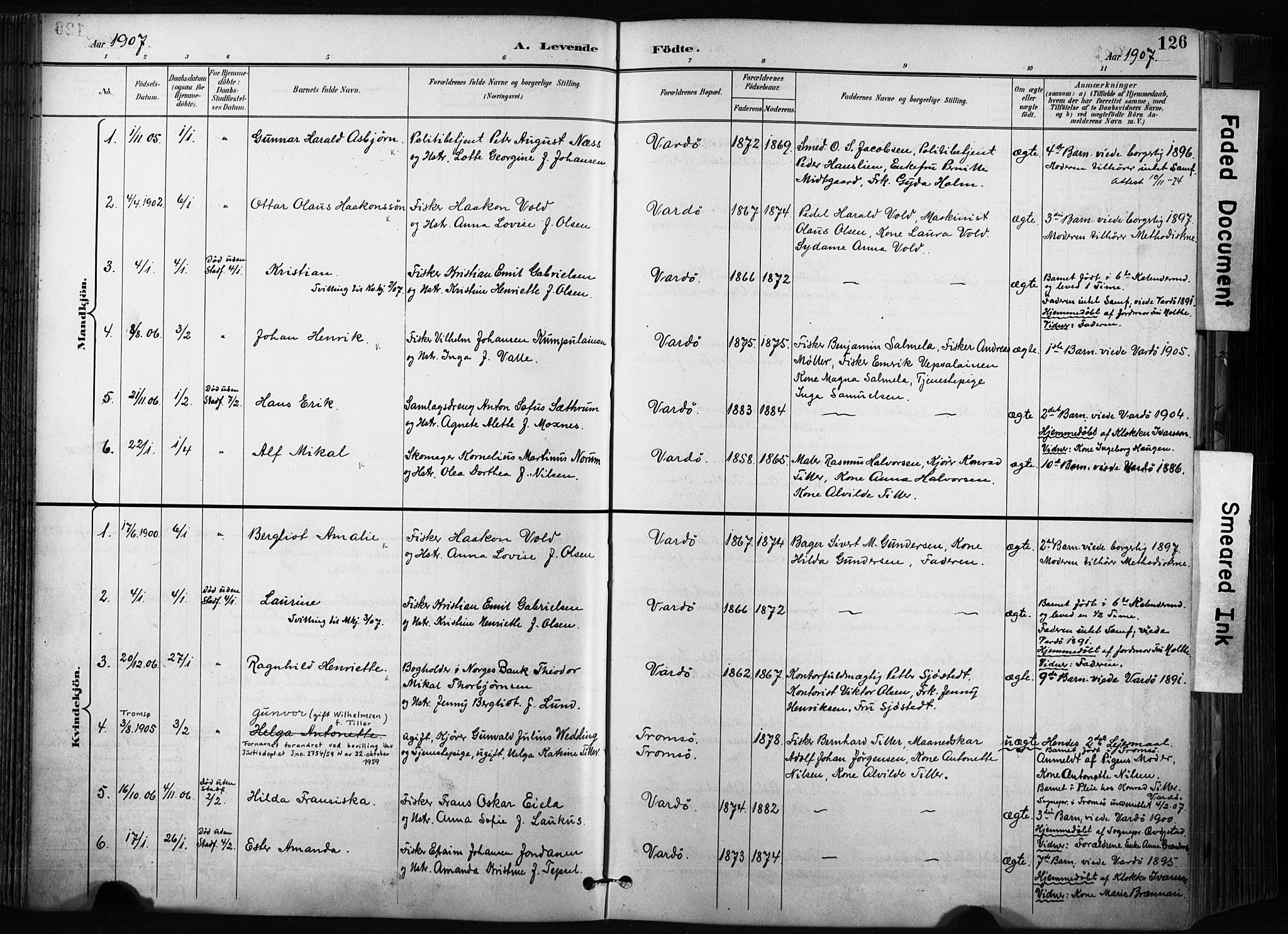 Vardø sokneprestkontor, SATØ/S-1332/H/Ha/L0010kirke: Parish register (official) no. 10, 1895-1907, p. 126