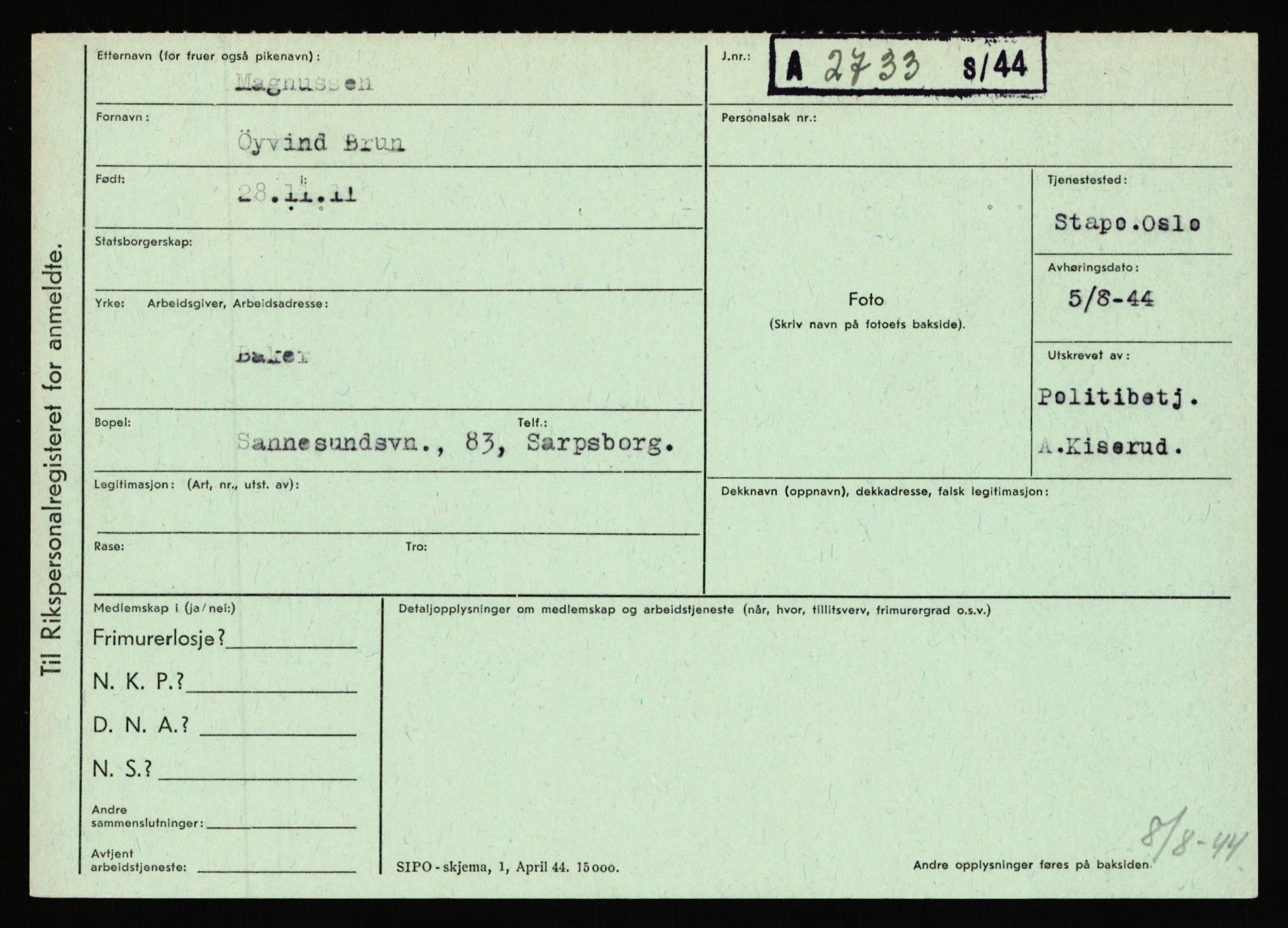 Statspolitiet - Hovedkontoret / Osloavdelingen, AV/RA-S-1329/C/Ca/L0010: Lind - Moksnes, 1943-1945, p. 2588