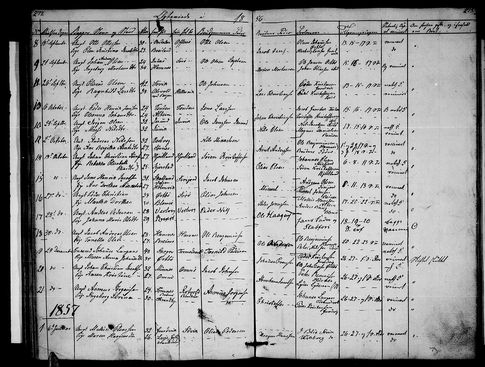 Ministerialprotokoller, klokkerbøker og fødselsregistre - Nordland, AV/SAT-A-1459/830/L0460: Parish register (copy) no. 830C02, 1843-1865, p. 277-278